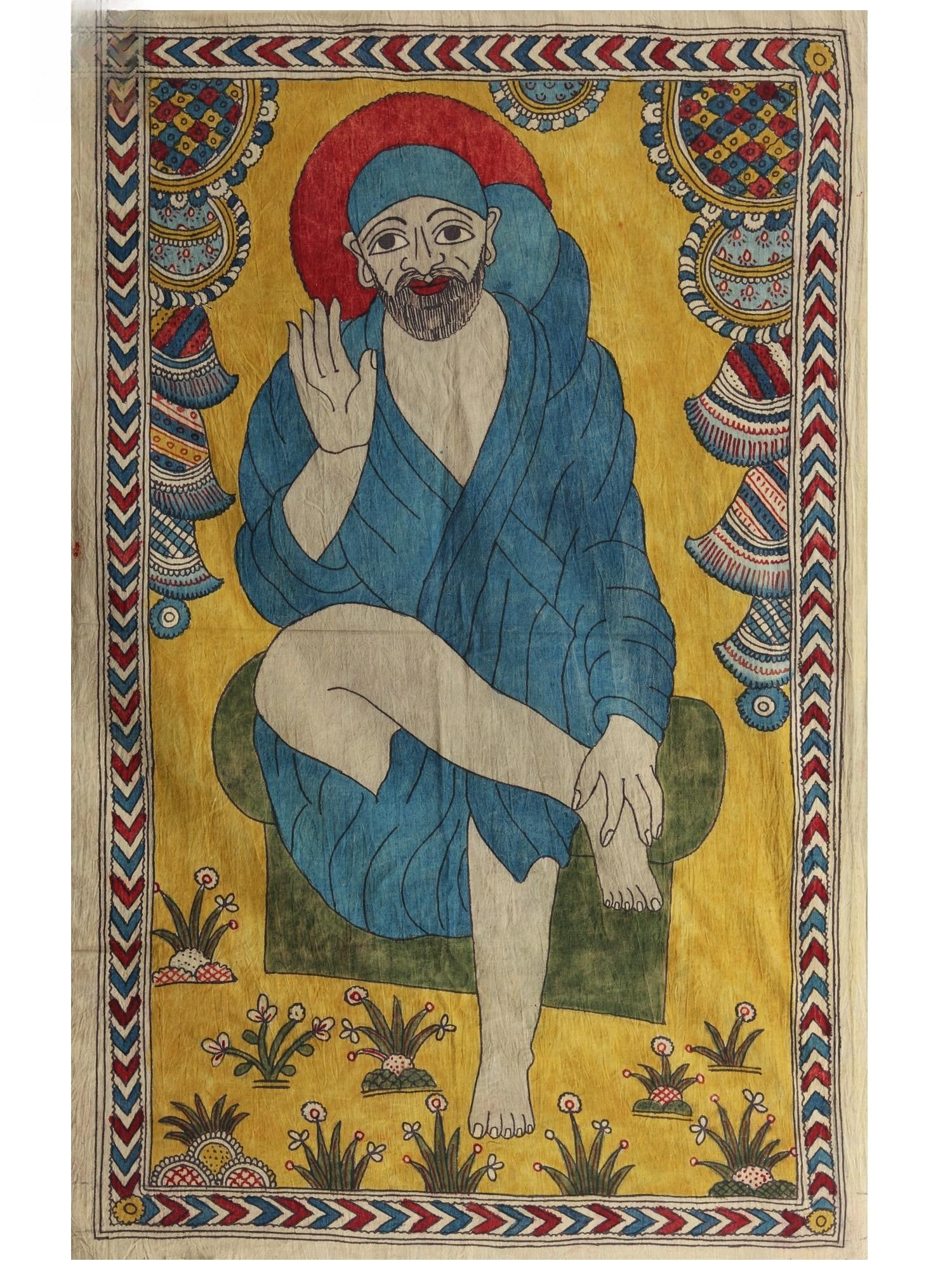 Sai Baba | Kalamkari Painting: Title: Sai Baba | Kalamkari Painting Description: Folk Paintings Reserve: $118.80 Shipping: Domestic: Shipping rates are determined by destination International: Foreign shipping rates are determined 