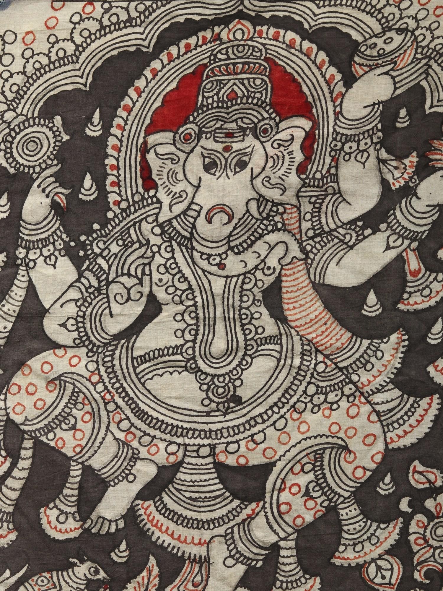 Four Armed Dancing Lord Ganesha | Kalamkari Painting - 2