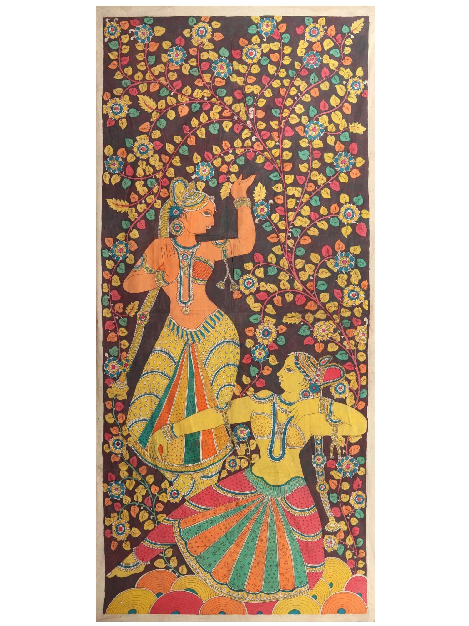Two Dancing Apsaras | Kalamkari Painting (1 of 2)