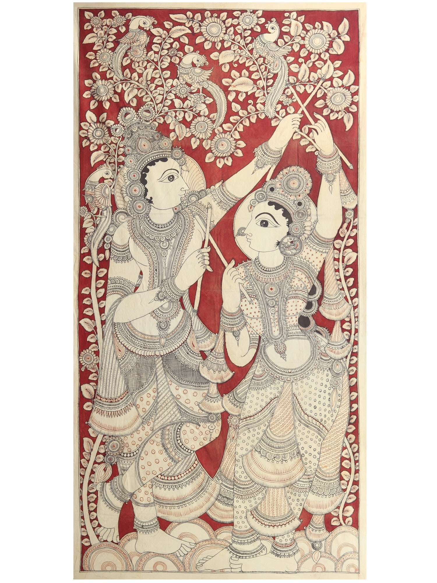 Dancing Radha Krishna | Kalamkari Painting: Title: Dancing Radha Krishna | Kalamkari Painting Description: Folk Paintings Reserve: $557.10 Shipping: Domestic: Shipping rates are determined by destination International: Foreign shipping rates ar