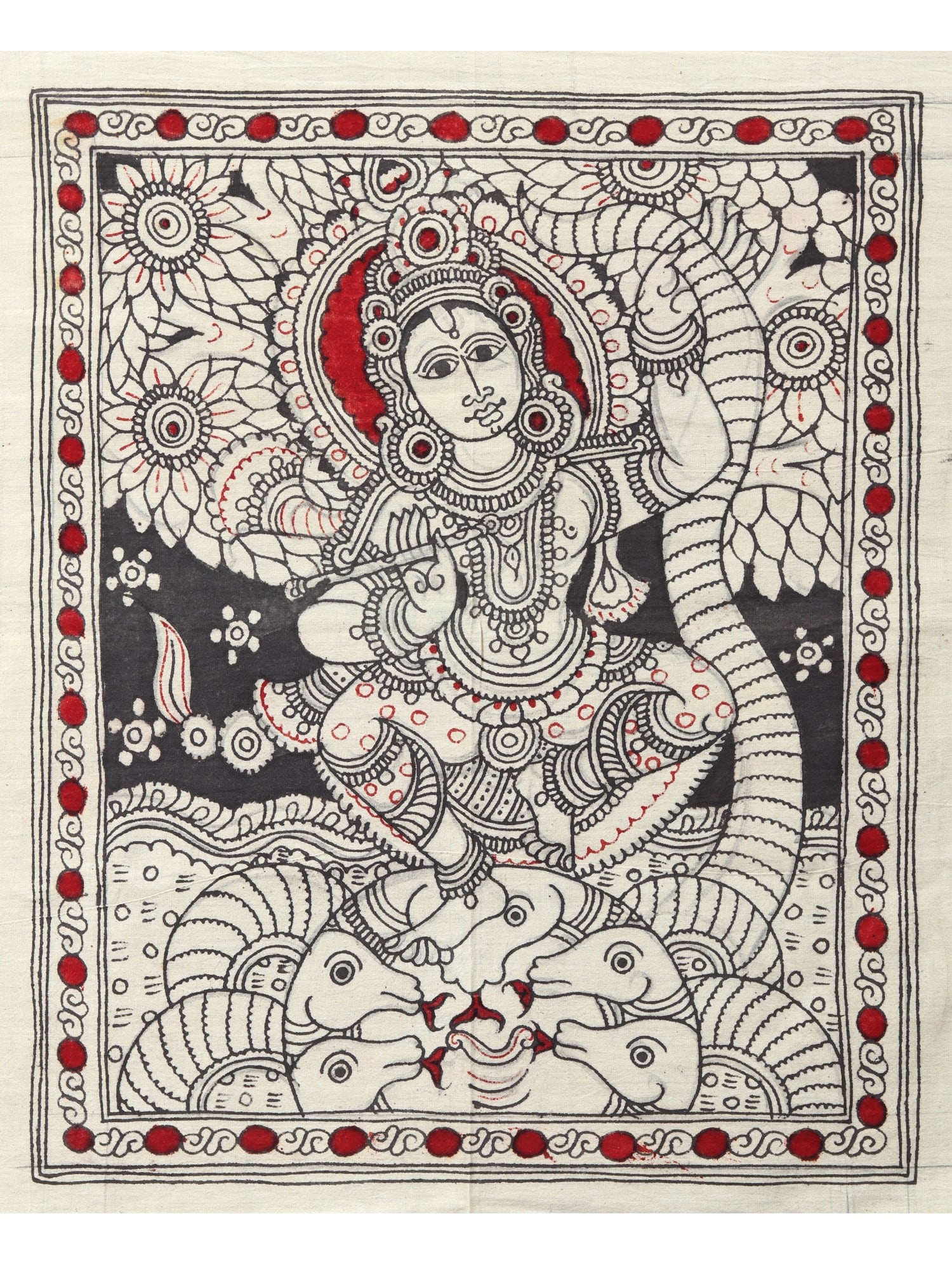Lord Krishna Dancing on Kaliya Naag | Kalamkari Painting: Title: Lord Krishna Dancing on Kaliya Naag | Kalamkari Painting Description: Folk Paintings Reserve: $88.20 Shipping: Domestic: Shipping rates are determined by destination International: Foreign ship