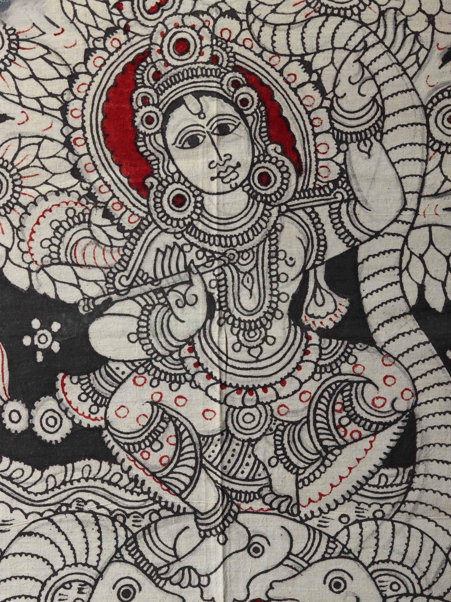 Lord Krishna Dancing on Kaliya Naag | Kalamkari Painting - 2