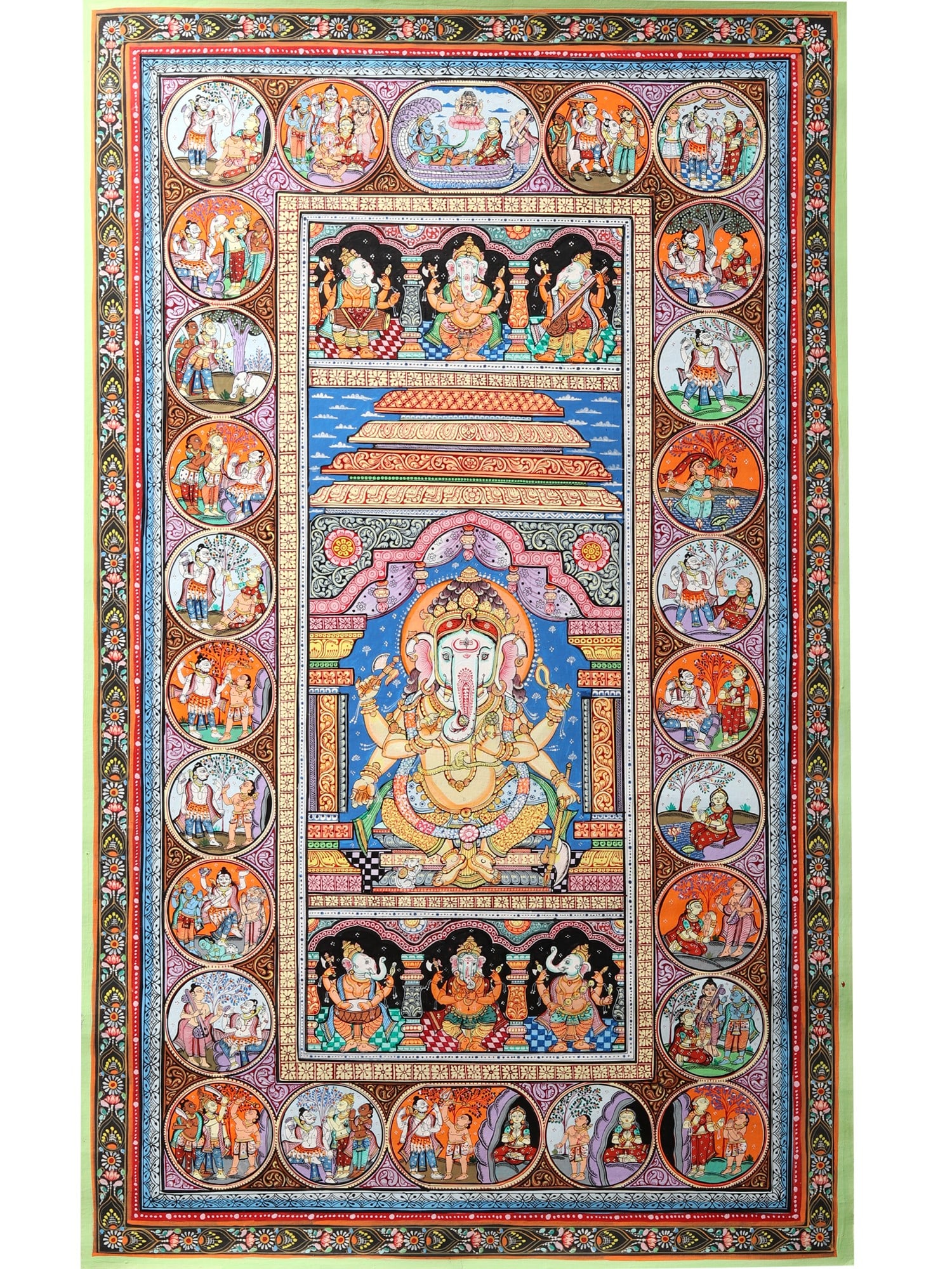 Life Story of Lord Ganesha | Superfine Patachitra Painting: Title: Life Story of Lord Ganesha | Superfine Patachitra Painting Description: Folk Paintings Reserve: $557.10 Shipping: Domestic: Shipping rates are determined by destination International: Foreign s