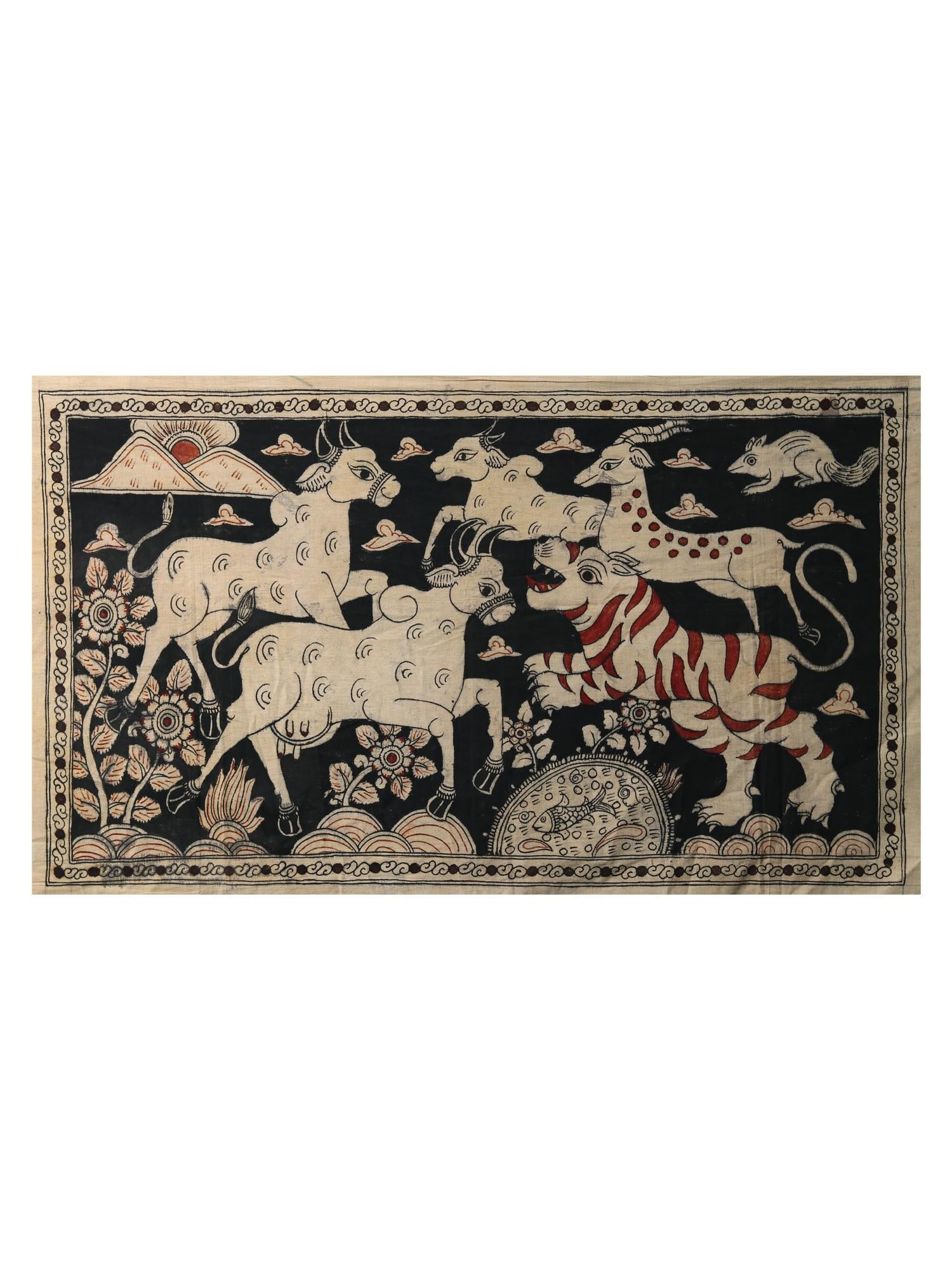 Tiger Hunting in The Jungle | Kalamkari Painting (1 of 2)