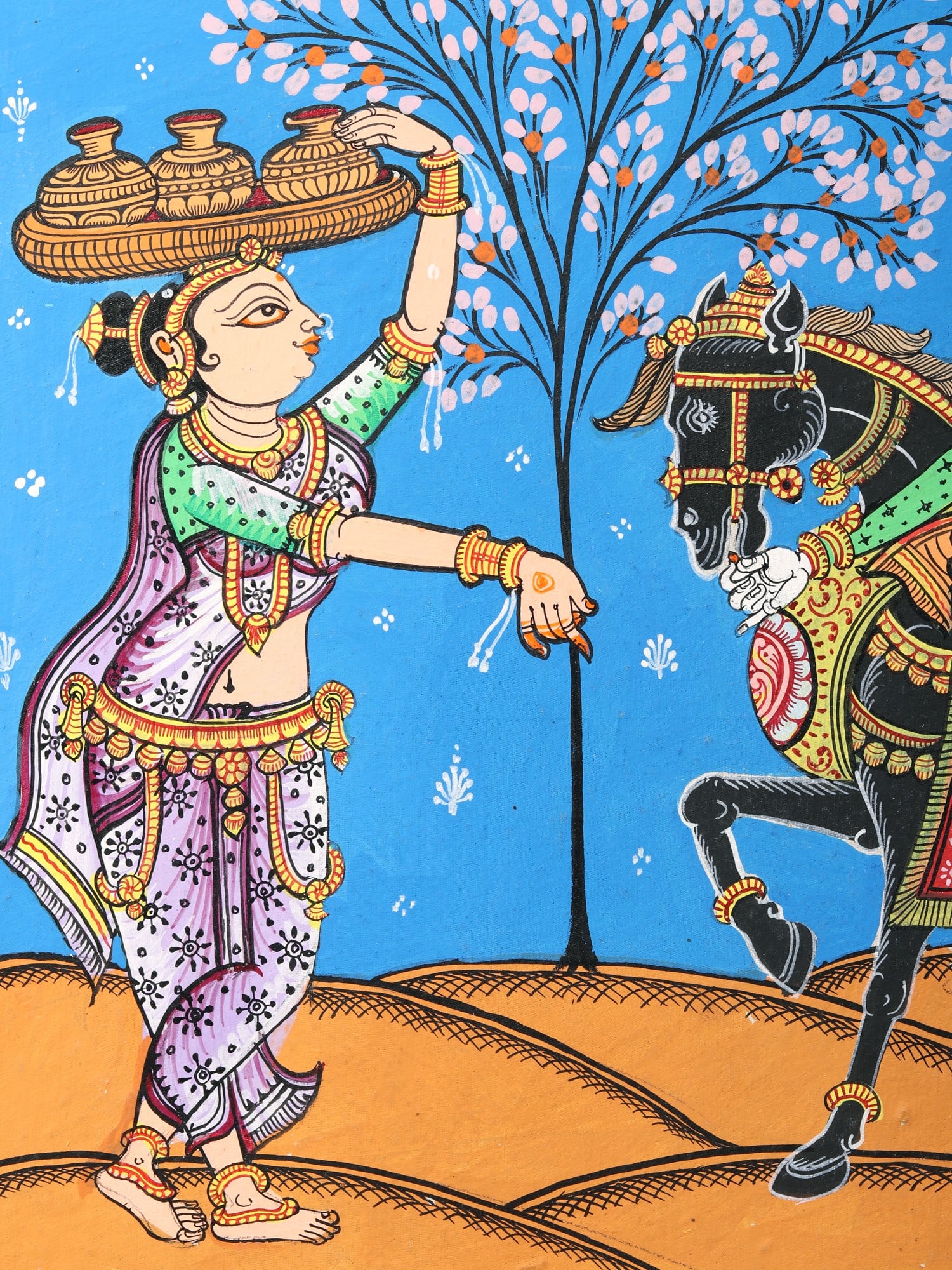 Kanchi Abhijan (Jagannath, Baladev and Gajapati King with Milkmaid Manika) | Patachitra Painting - 2