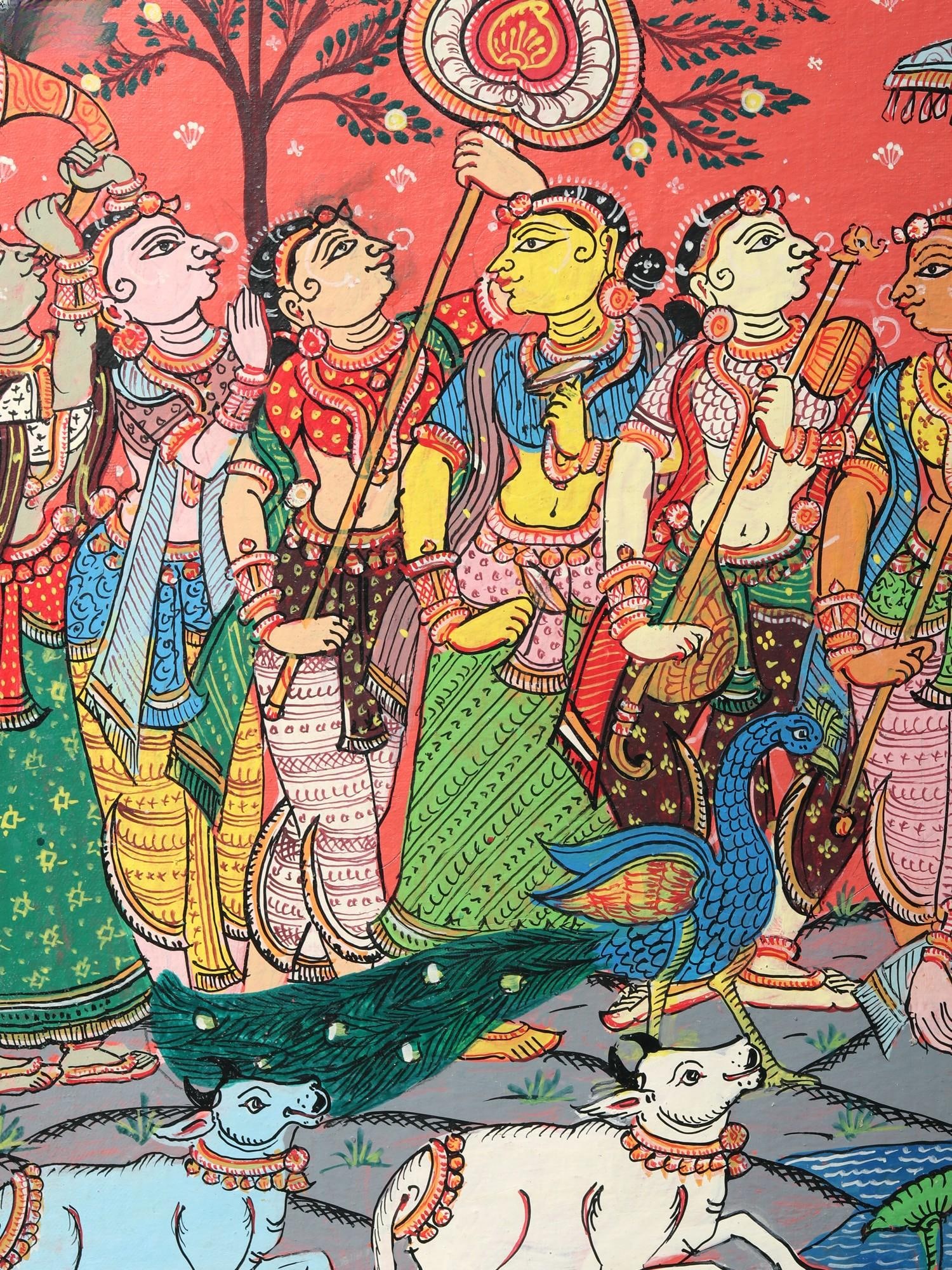 Radha-Krishna and Gopis | Patachitra Painting - 2