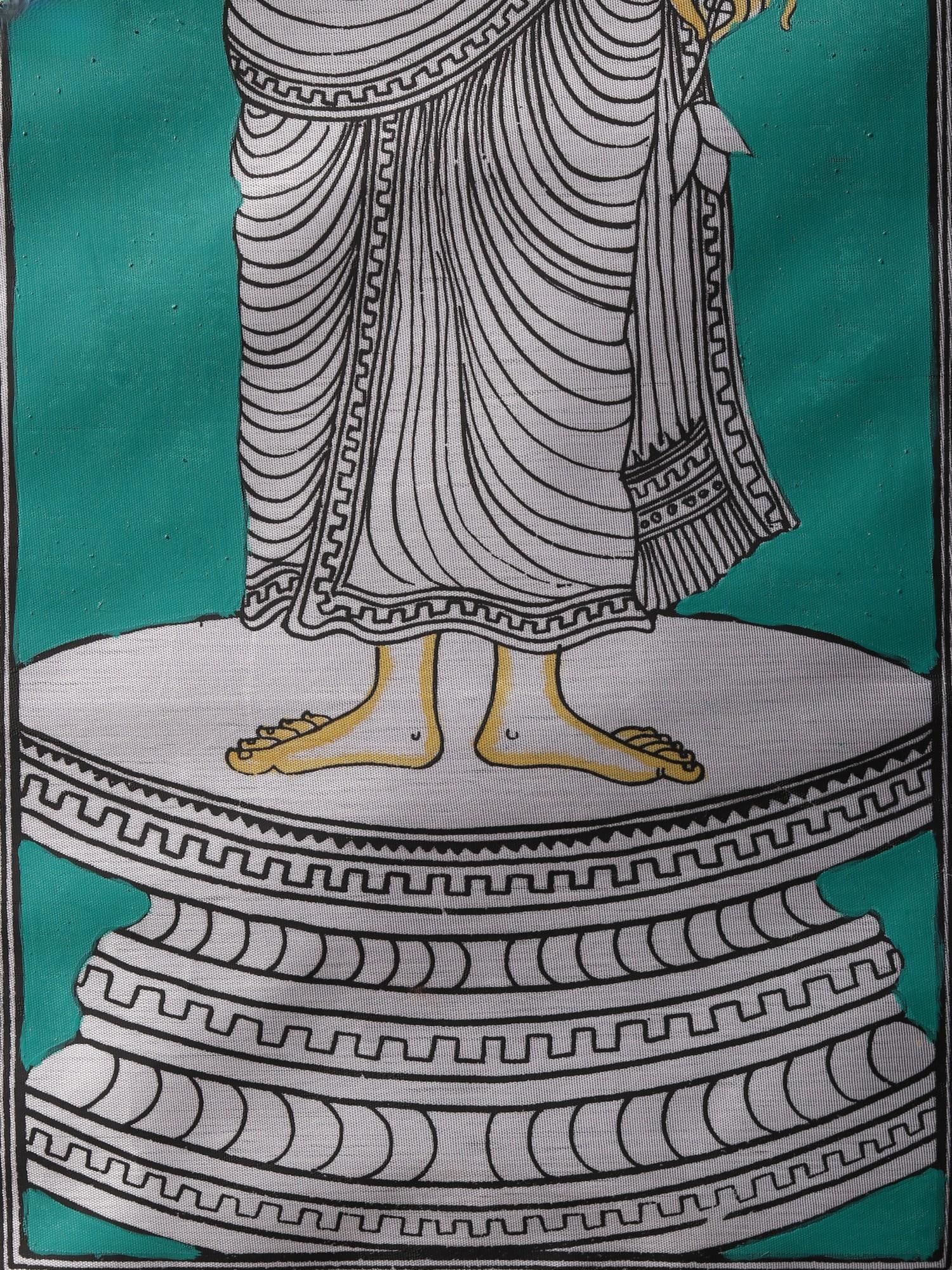 Standing Lord Buddha | Watercolor on Silk | Pattachitra Painting - 2