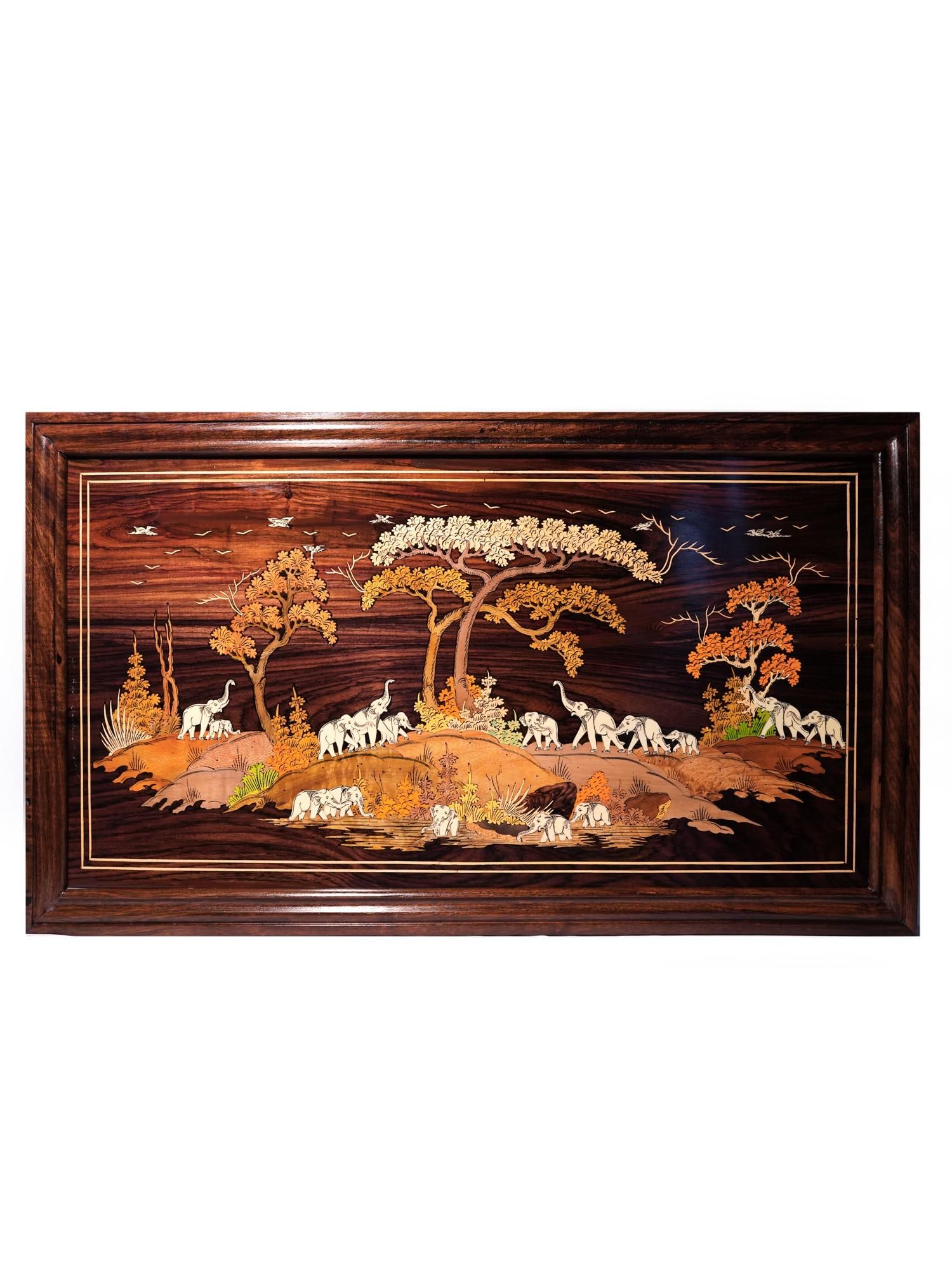 36" Happy Family Of Elephants | Natural Color On 3D Wood Painting With Inlay Work: Title: 36" Happy Family Of Elephants | Natural Color On 3D Wood Painting With Inlay Work Description: Mysore Wooden Inlay Panels Painting Reserve: $1,541.70 Shipping: Domestic: Shipping rates are dete