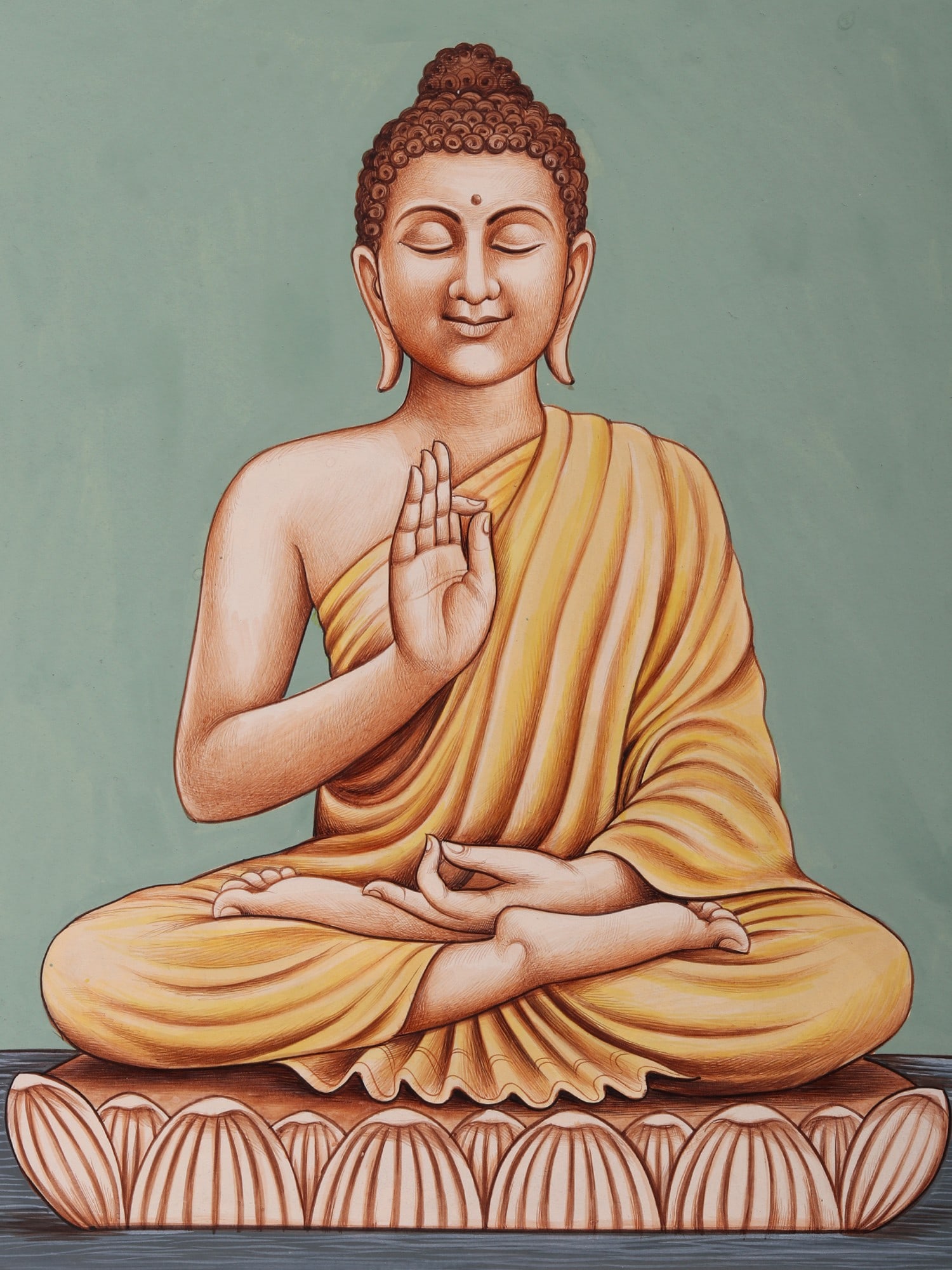 Lord Buddha in Vitark Mudra | Watercolor Painting - 2