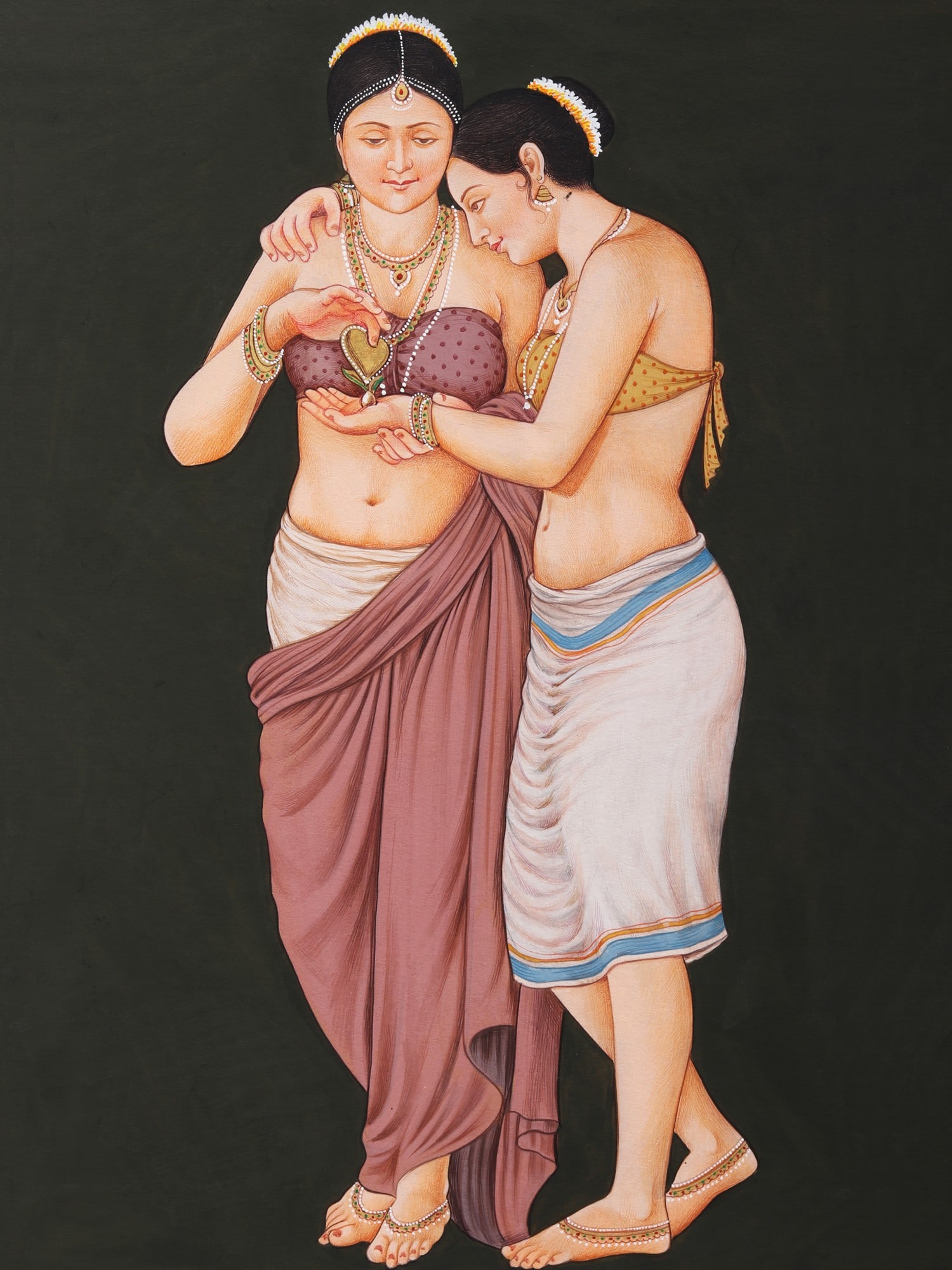 Admiring Her Necklace | Watercolor Painting - 2