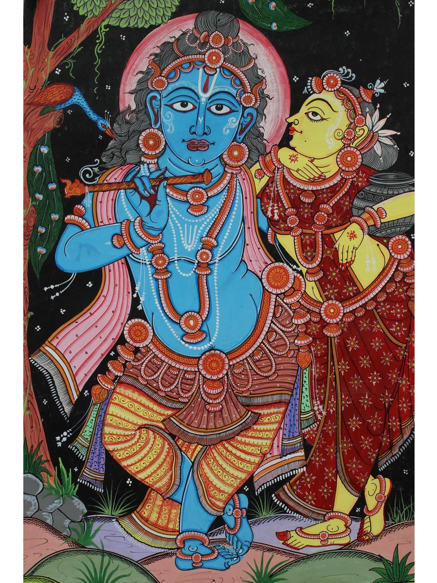 Standing Radha Krishna Together | Pattachitra Painting - 2