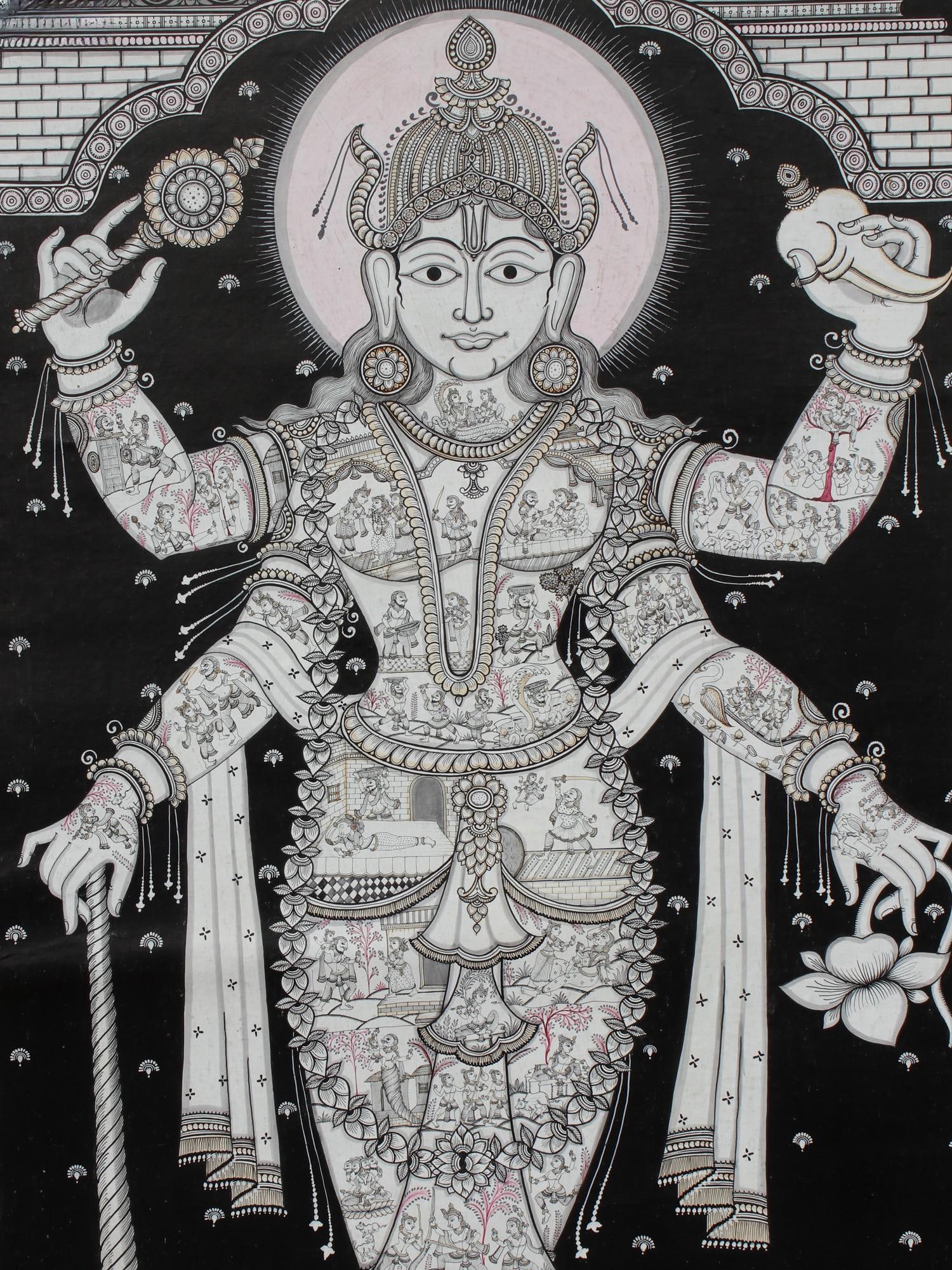 Bhagawan Vishnu with Krishna Lila | Pattachitra Painting - 2