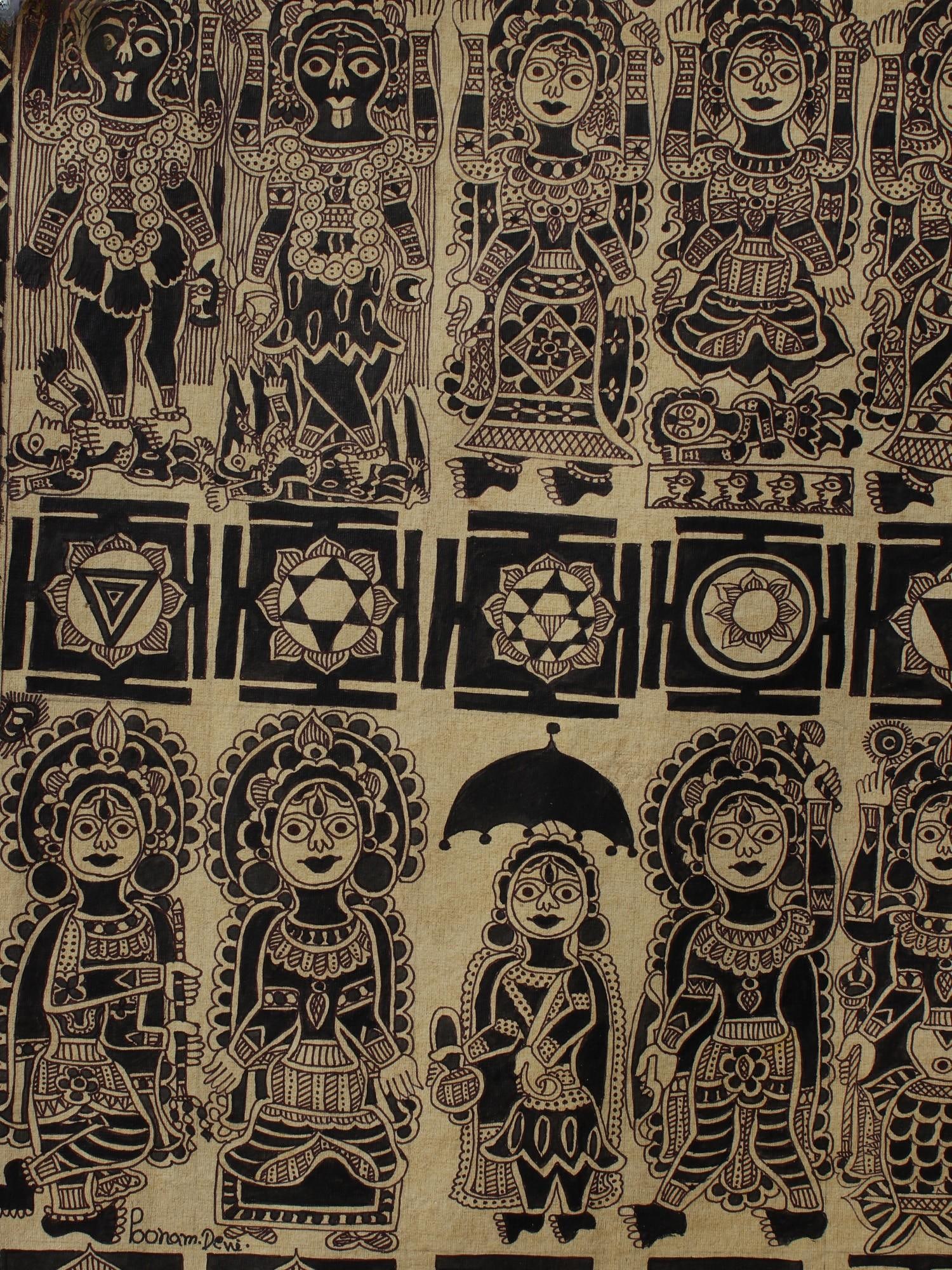 Ten Mahavidya (Tantrik Goddesses) with Dashavatara of Lord Vishnu with Yantras | Madhubani Painting - 2