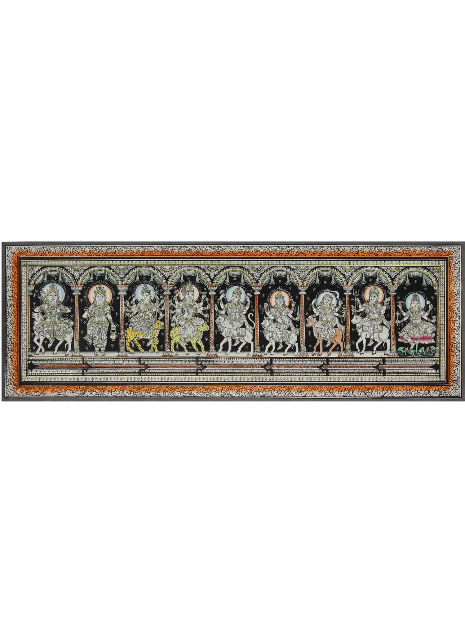 Navadurga - Nine Forms of Goddess Durga | Pattachitra Painting: Title: Navadurga - Nine Forms of Goddess Durga | Pattachitra Painting Description: Folk Paintings Reserve: $269.10 Shipping: Domestic: Shipping rates are determined by destination International: