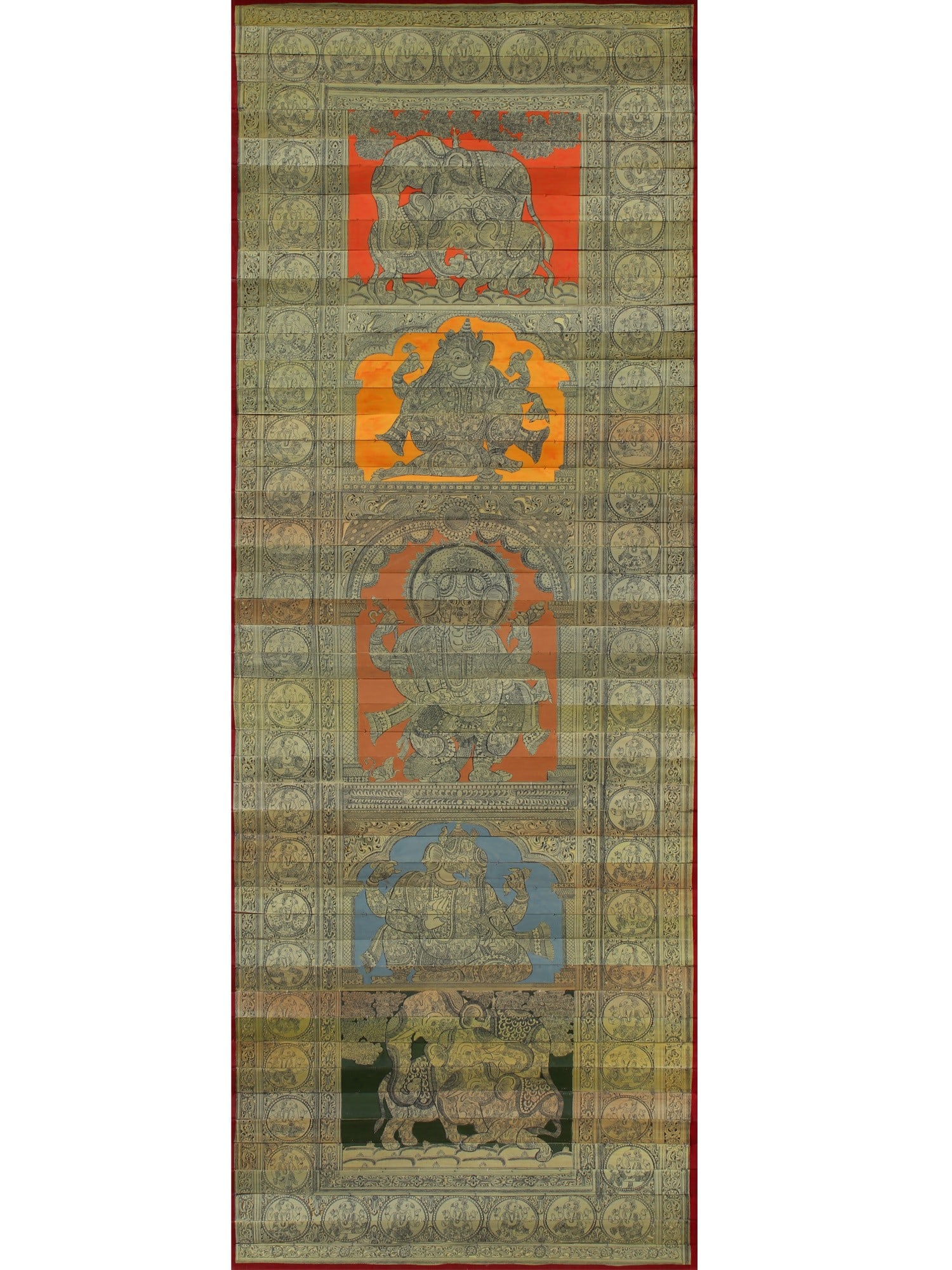 Ganapati Maharaj | Pattachitra Painting on Palm Leaf: Title: Ganapati Maharaj | Pattachitra Painting on Palm Leaf Description: Folk Paintings Reserve: $1,580.40 Shipping: Domestic: Shipping rates are determined by destination International: Foreign shipp