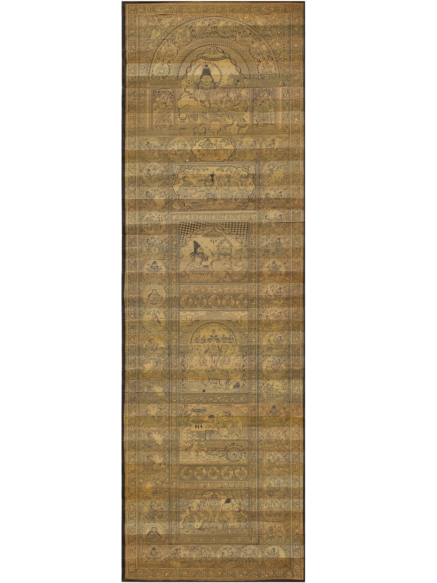 Shiva Parvati with Son Ganesha's Life Story | Pattachitra Painting on Palm Leaf: Title: Shiva Parvati with Son Ganesha's Life Story | Pattachitra Painting on Palm Leaf Description: Folk Paintings Reserve: $1,249.20 Shipping: Domestic: Shipping rates are determined by destination I