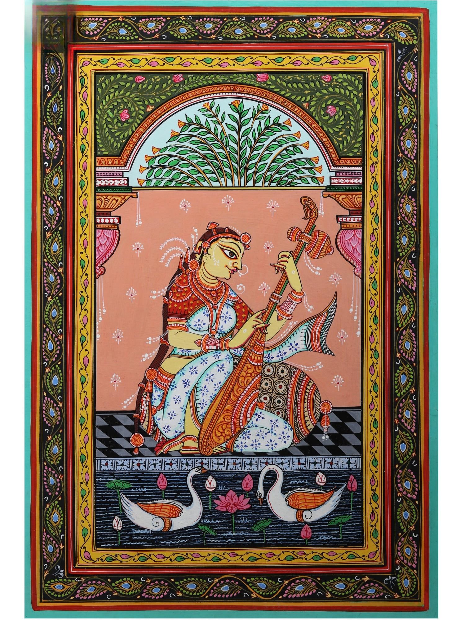 Mirabai - Devotee of Lord Krishna | Pattachitra Painting from Odisha: Title: Mirabai - Devotee of Lord Krishna | Pattachitra Painting from Odisha Description: Folk Paintings Reserve: $139.50 Shipping: Domestic: Shipping rates are determined by destination