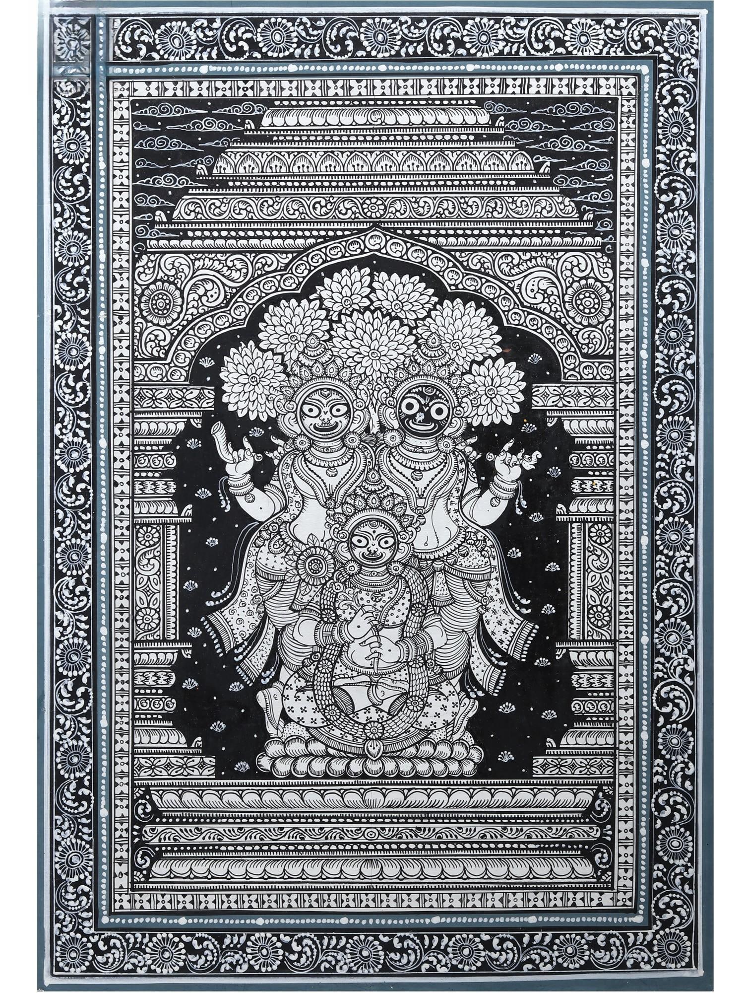 Bhagawan Jagannath (Lord Krishna with Subhadra and Balabhadra) | Pattachitra Painting from Odisha: Title: Bhagawan Jagannath (Lord Krishna with Subhadra and Balabhadra) | Pattachitra Painting from Odisha Description: Folk Paintings Reserve: $201.60 Shipping: Domestic: Shipping rates are determined