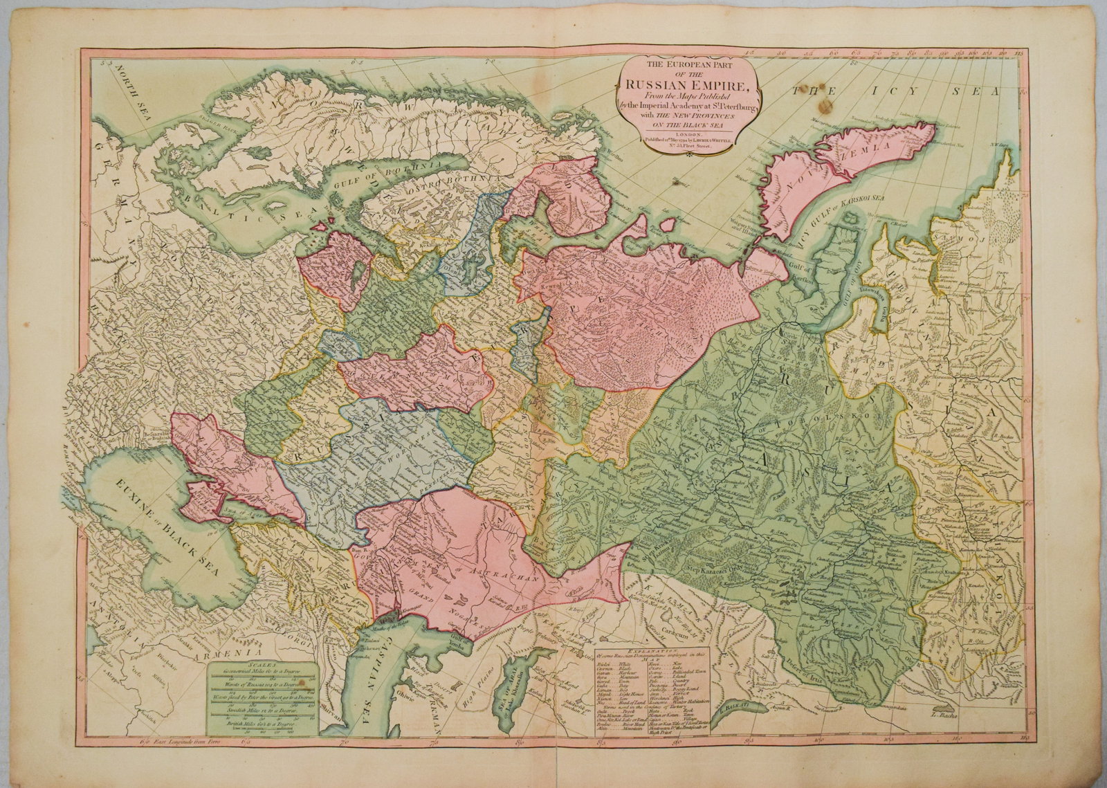1794 Laurie and Whittle Map of Russia in Europe -- The European Part of the Russian Empire, from the: Title:1794 Laurie and Whittle Map of Russia in Europe -- The European Part of the Russian Empire, from the Maps Published by the Imperial Academy of St. Petersburg...,li>Cartographer:Laurie and
