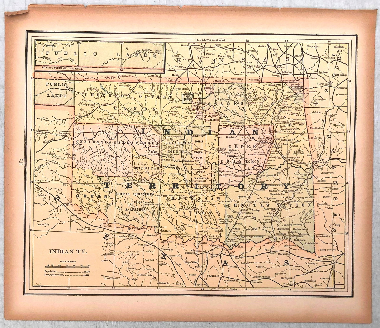 1893 Cram Map of Indian Territory [verso] Alaska (1 of 2)