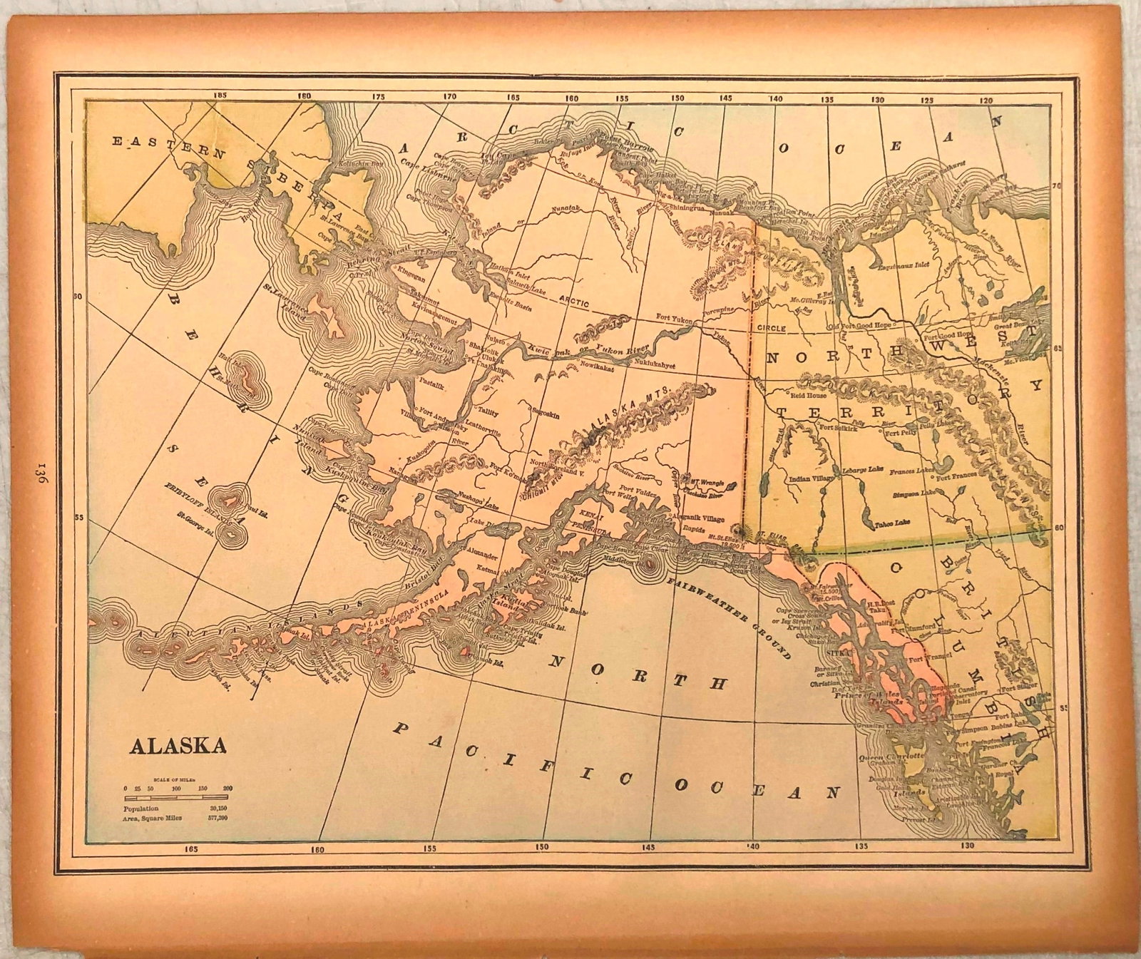 1893 Cram Map of Indian Territory [verso] Alaska - 2
