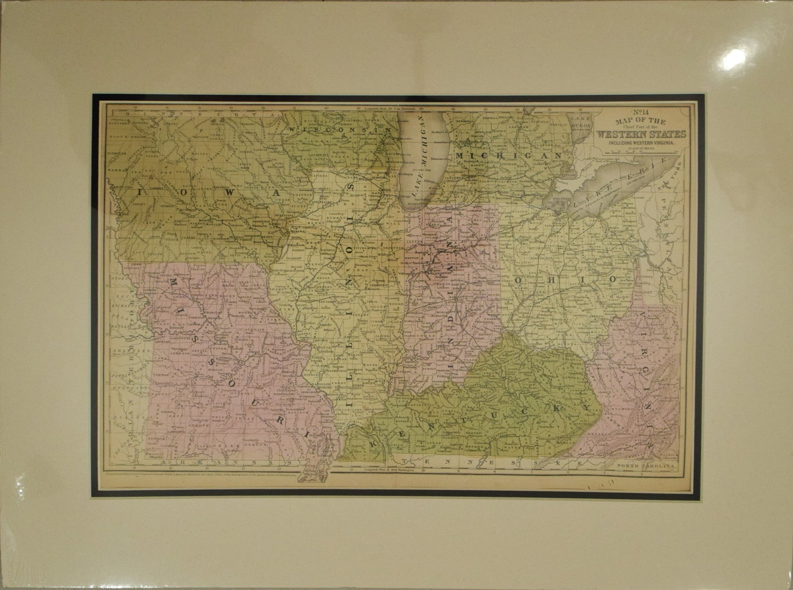 1852 Mitchell Map of US Midwest and Kentucky -- No. 14 Map of the Chief Part of the Western States: Title:1852 Mitchell Map of US Midwest and Kentucky -- No. 14 Map of the Chief Part of the Western States including Western Virginia,li>Cartographer:S Mitchell / Cowperthwait & Co. Year/Place:1852