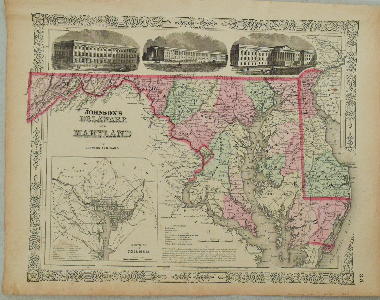 1863 Johnson Map of Maryland and Delaware -- Johnson's Delaware and Maryland: Title:1863 Johnson Map of Maryland and Delaware -- Johnson's Delaware and Maryland,li>Cartographer:Johnson & Ward Year/Place:1863, New York Map Dimension (in.):12.5 x 16.5 in. Description:This is a