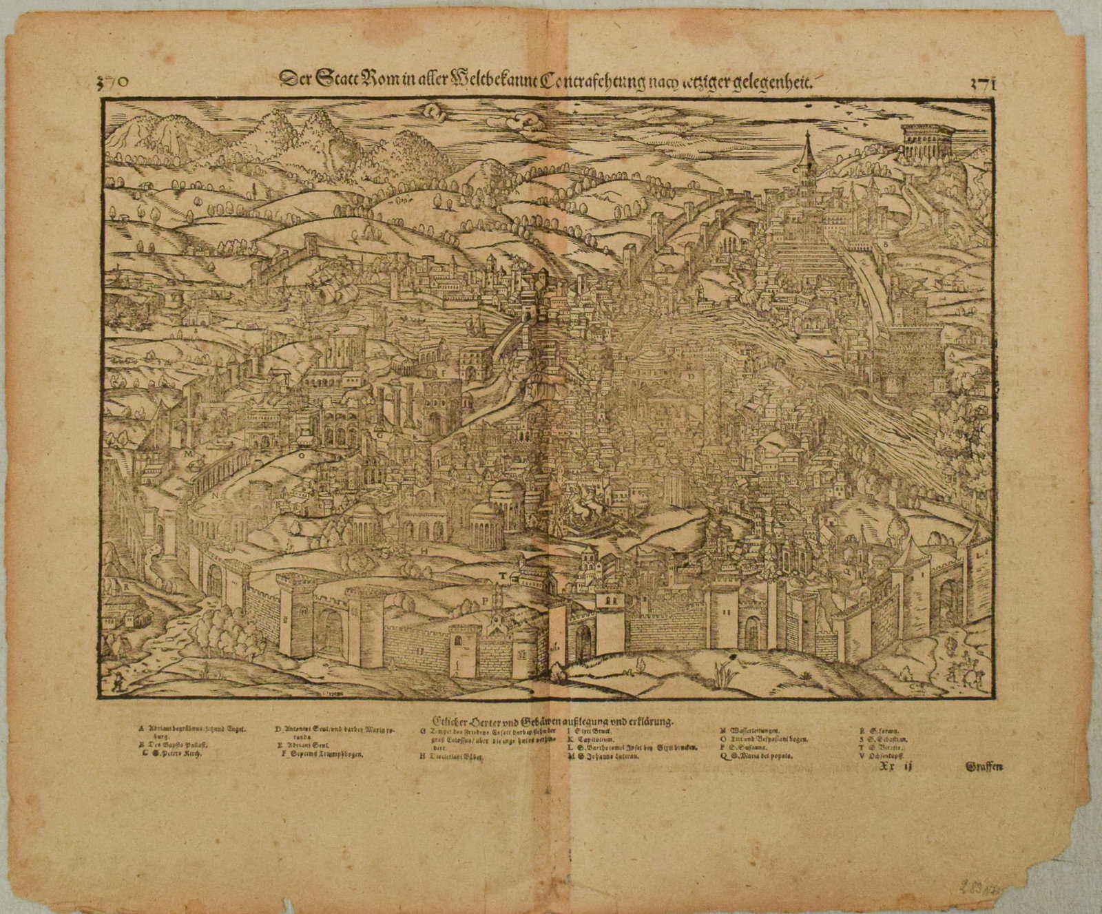 1578 Munster Map of Rome -- Der Statt Rom in aller Welt Bekant Contrafehtung nach Jetziger: Title:1578 Munster Map of Rome -- Der Statt Rom in aller Welt Bekant Contrafehtung nach Jetziger Gelegenheit,li>Cartographer:S Munster Year/Place:1578, Basel Map Dimension (in.):10.6 X 14 in.