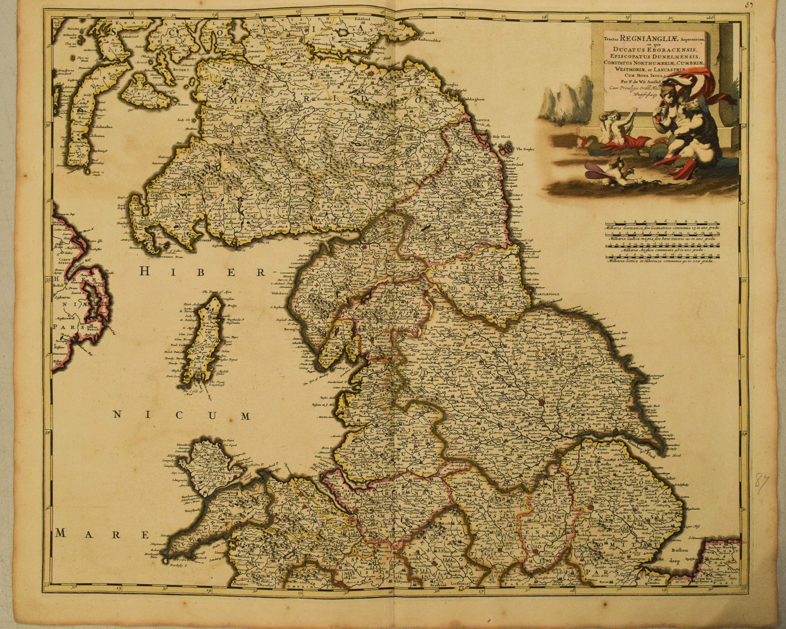 1688 deWit Map of Northern England -- Tractus Regni Angliae Septentrion. in quo Ducatus Eboracensis, (1 of 1)