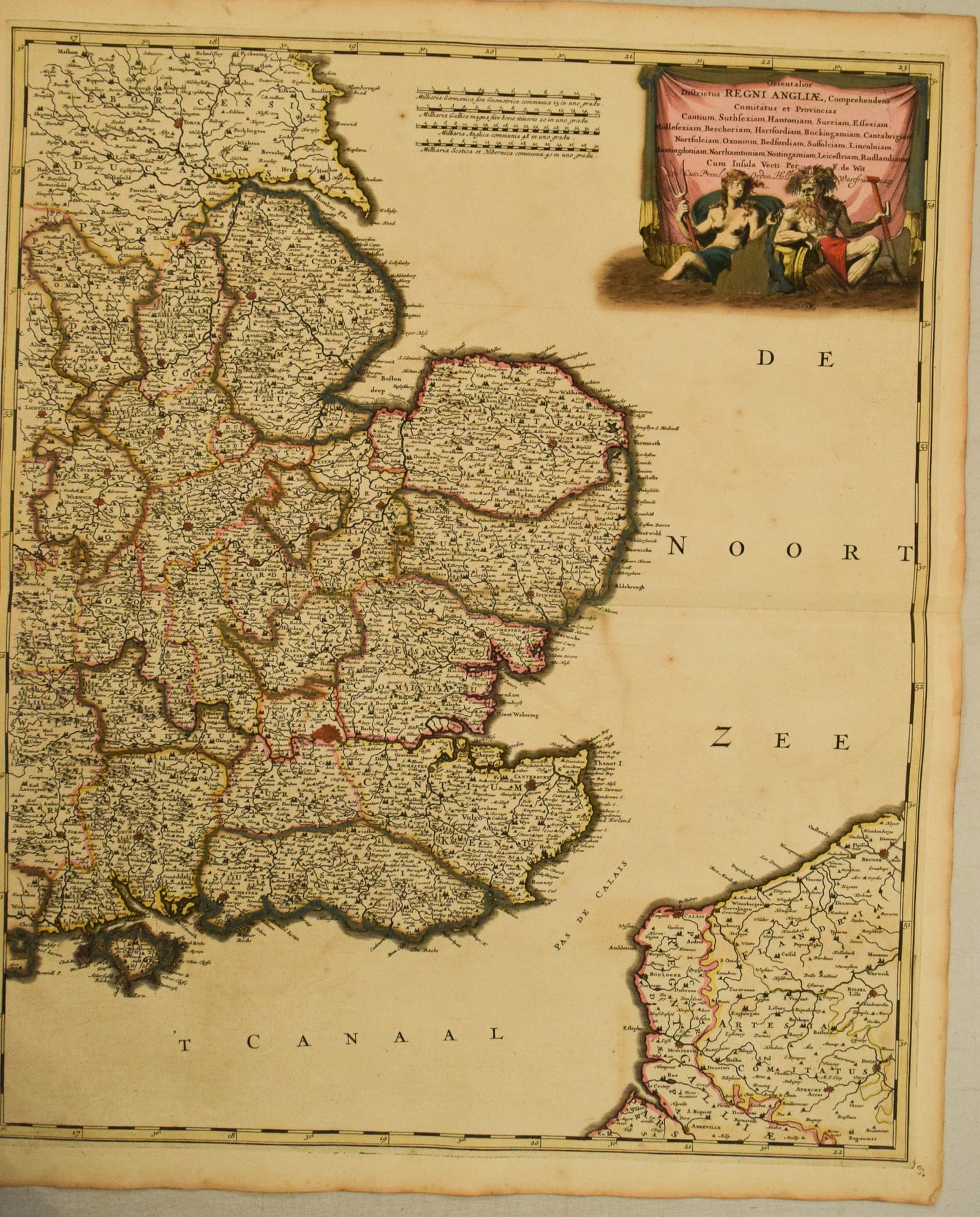 1688 deWit Map of Southeast England Around London -- Orientalior Districtus Regni Angliae ...: Title:1688 deWit Map of Southeast England Around London -- Orientalior Districtus Regni Angliae ... Cantium, Suthsexiam …,li>Cartographer:F deWit Year/Place:1688, Amsterdam Map Dimension