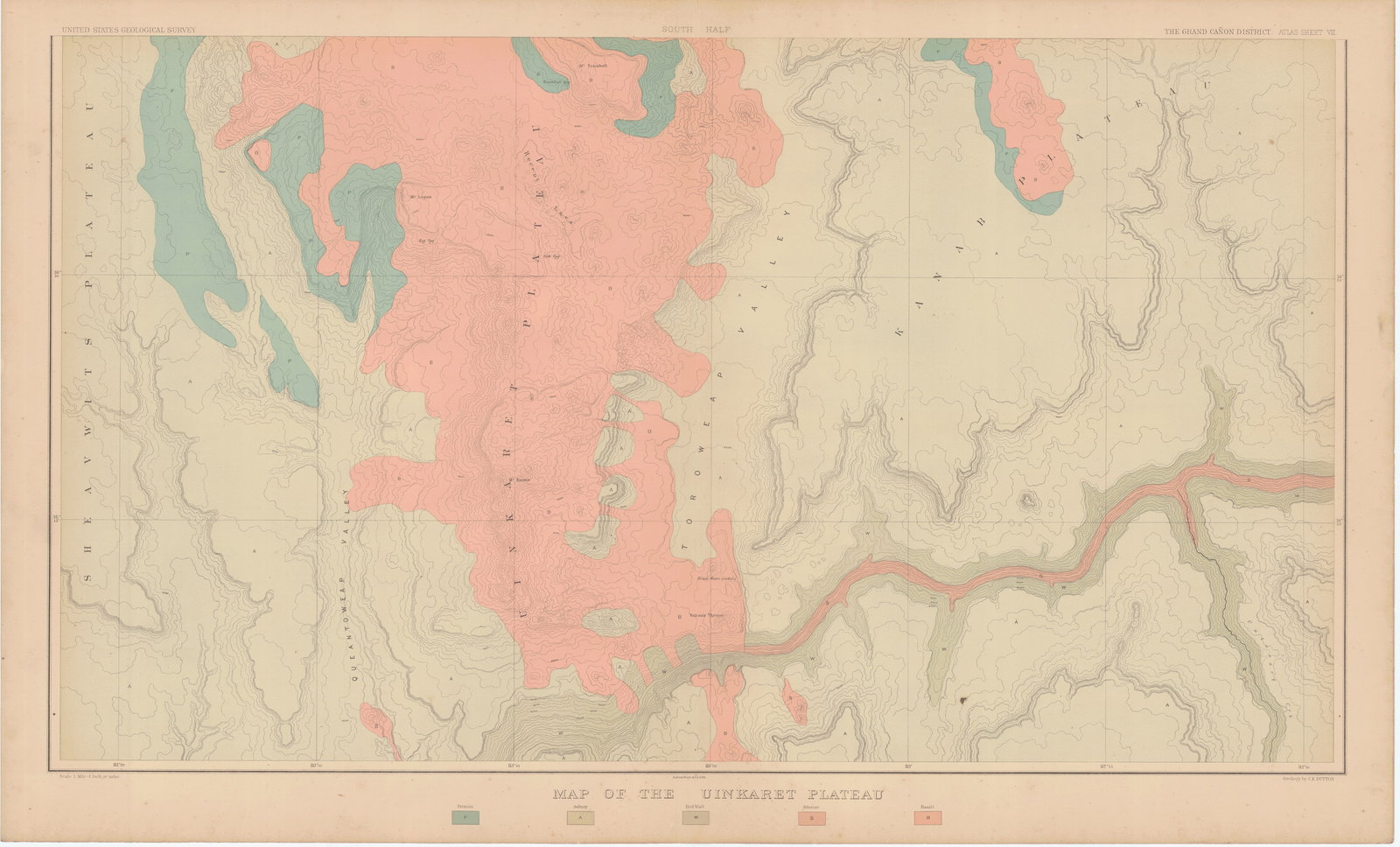 Map of the Uinkaret Plateau (North Half) | (South Half) - 2