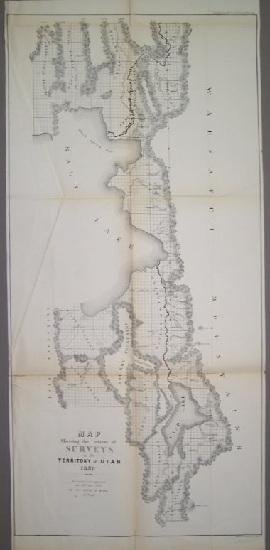Map Showing the Extent of Surveys in the Territory of Utah 1856: Publication Date:1856 Title:Map Showing the Extent of Surveys in the Territory of Utah 1856,li>Cartographer:BURR, DAVID H. Publisher:U.S. SENATE Brief Description:(34th Cong, 3d Sess. Senate. ExDoc No