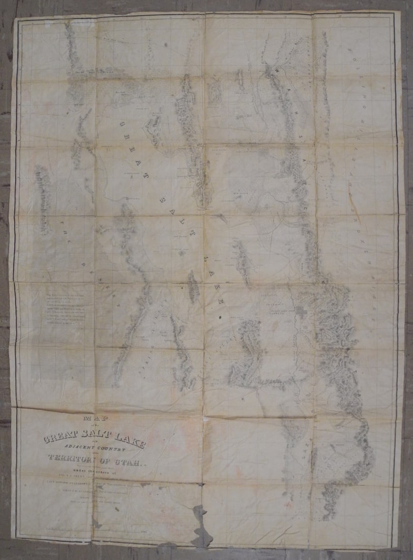 Map of the Great Salt Lake and Adjacent Country in the Territory of Utah.: Publication Date:1852 Title:Map of the Great Salt Lake and Adjacent Country in the Territory of Utah.,li>Cartographer:STANSBURY, H./J. W. GUNNISON/CHAS. PREUSS Publisher:Ackerman Lith. Brief Descripti