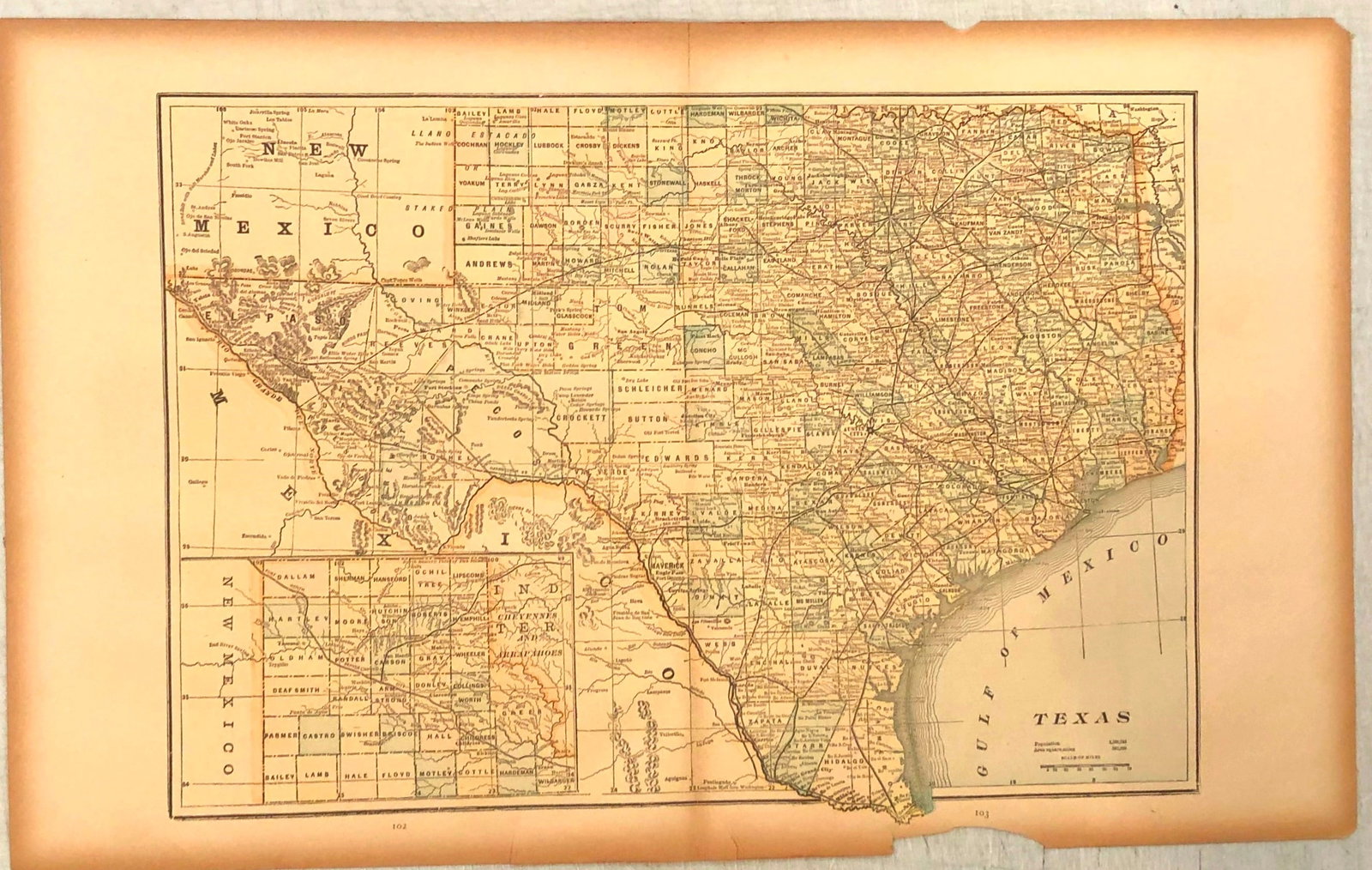 1893 Cram Map of Texas [verso] Kentucky and Tennessee [verso] New Orleans (1 of 3)