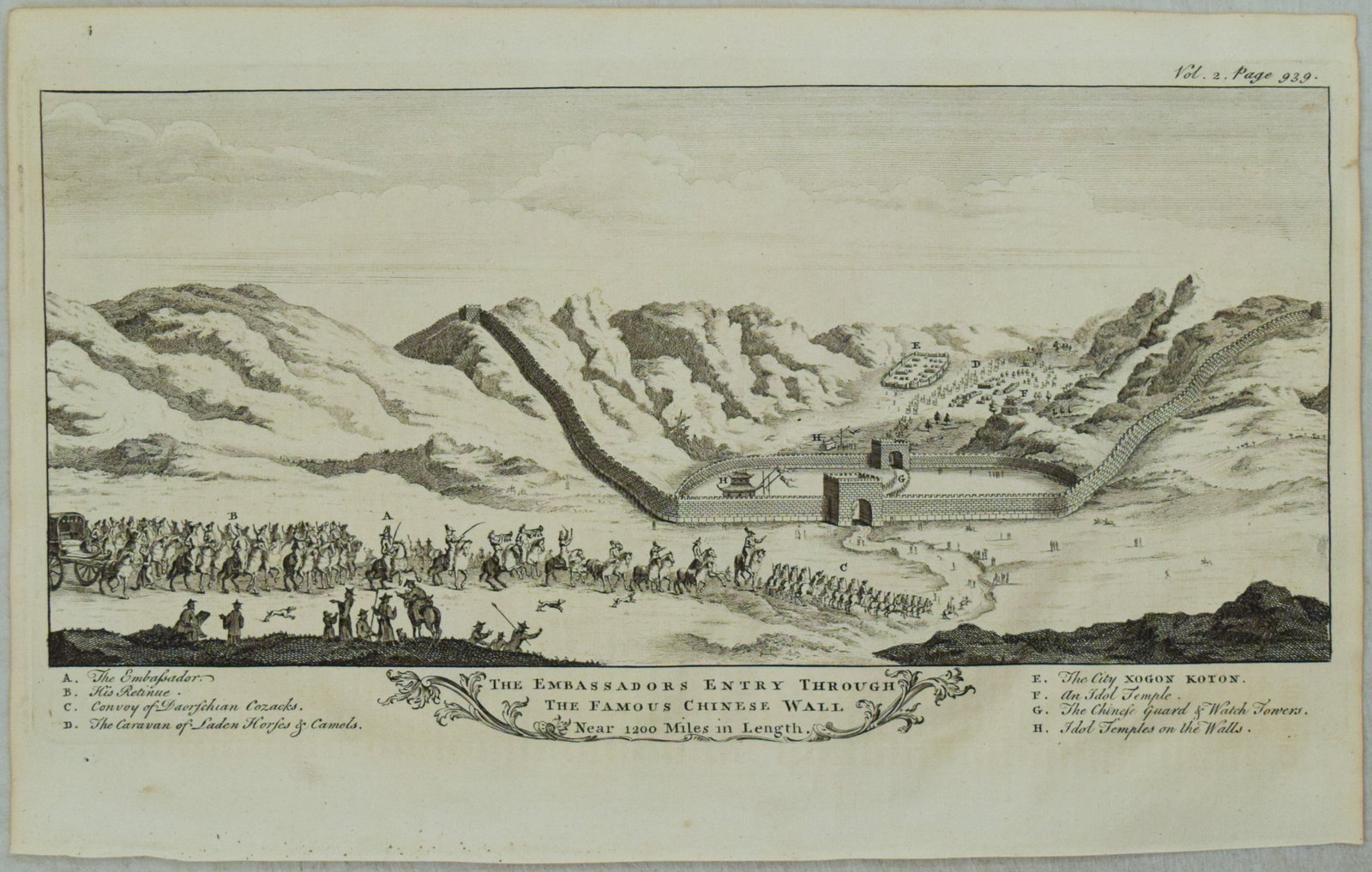 1744 View of the Great Wall of China -- The Embassadors Entry Through The Famous Chinese Wall Near: Title:1744 View of the Great Wall of China -- The Embassadors Entry Through The Famous Chinese Wall Near 1200 Miles in Length,li>Cartographer:E Bowen Year/Place:1744-8, London Map Dimension (in.):6.7 