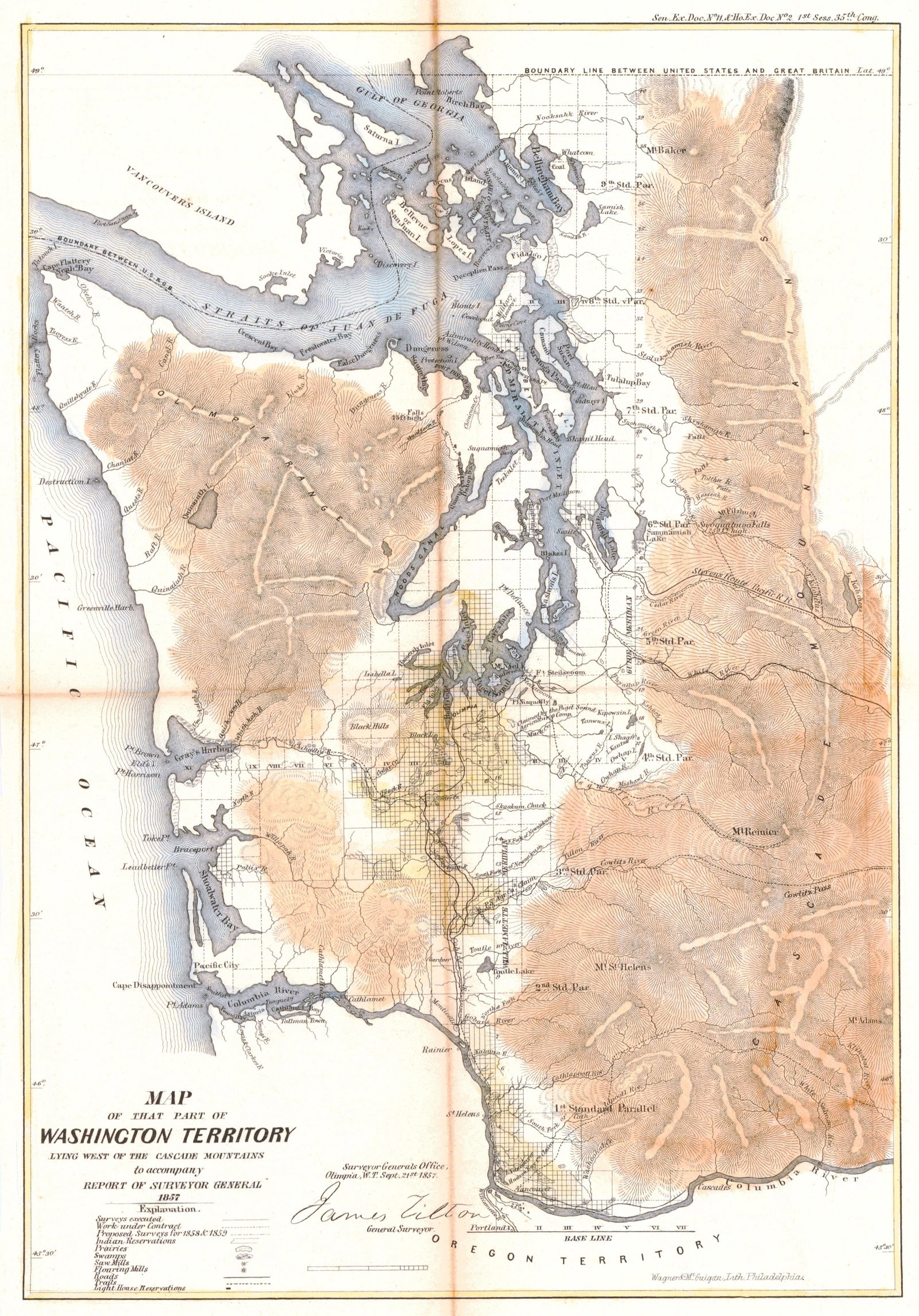 Map of a Part of Washington Territory Lying West Of the Cascade Mountains (1 of 2)