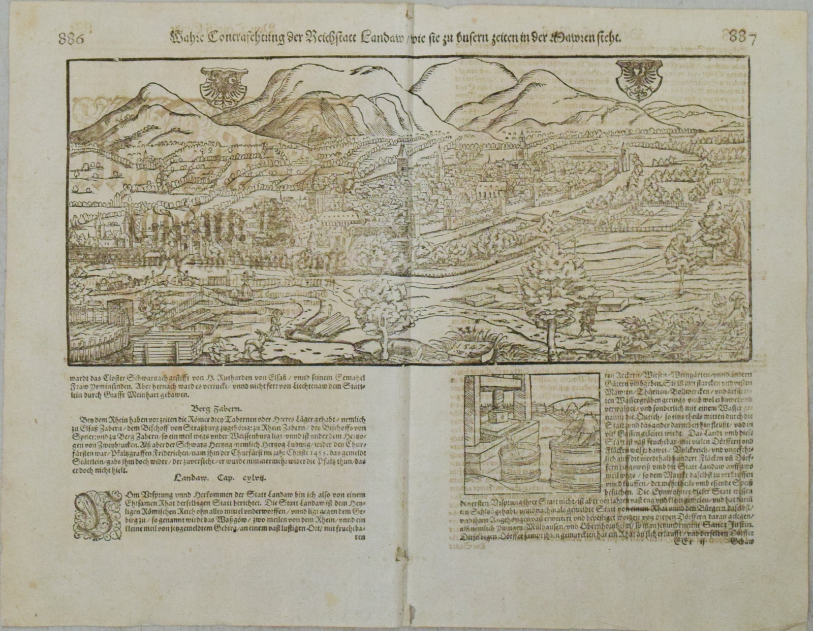 1614 Munster View of Landau, Germany -- Bahre Contrasehtung der Reichstatt Landaw…: Title:1614 Munster View of Landau, Germany -- Bahre Contrasehtung der Reichstatt Landaw…,li>Cartographer:S Munster Year/Place:1614, Basel Map Dimension (in.):6.7 X 14.8 in. Description:This is a
