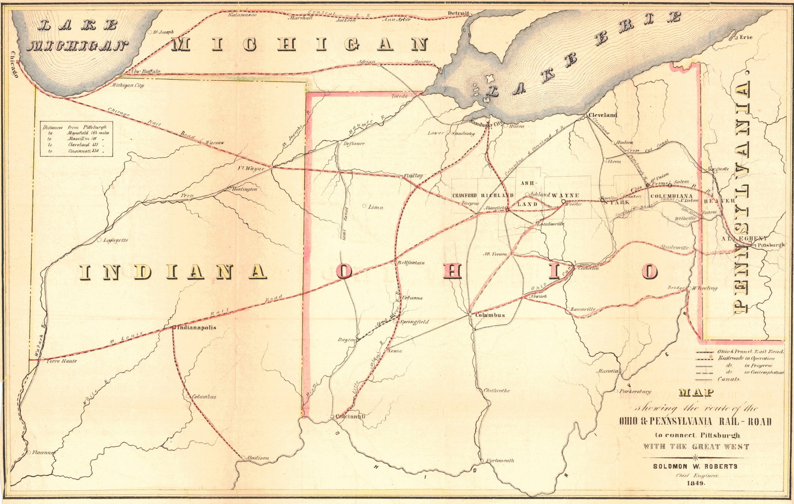 Map Showing the Route of the Ohio & Pennsylvania Rail - Road (1 of 2)