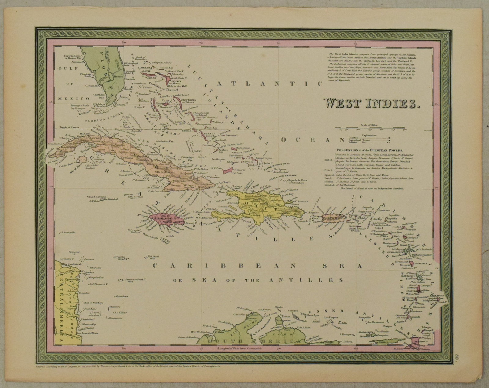 1850 Mitchell Map of the Caribbean -- West Indies: Title:1850 Mitchell Map of the Caribbean -- West Indies,li>Cartographer:S Mitchell Year/Place:1850, Philadelphia Map Dimension (in.):12 X 15 in. Description:This is a superb map of the Caribbean cover