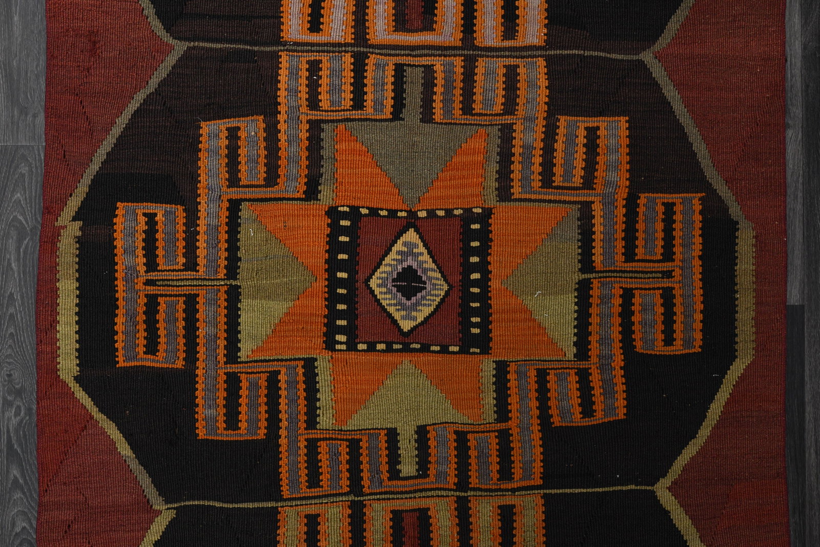 3.9x10.7 ft, Red Bohemian Kilim Rug - 5