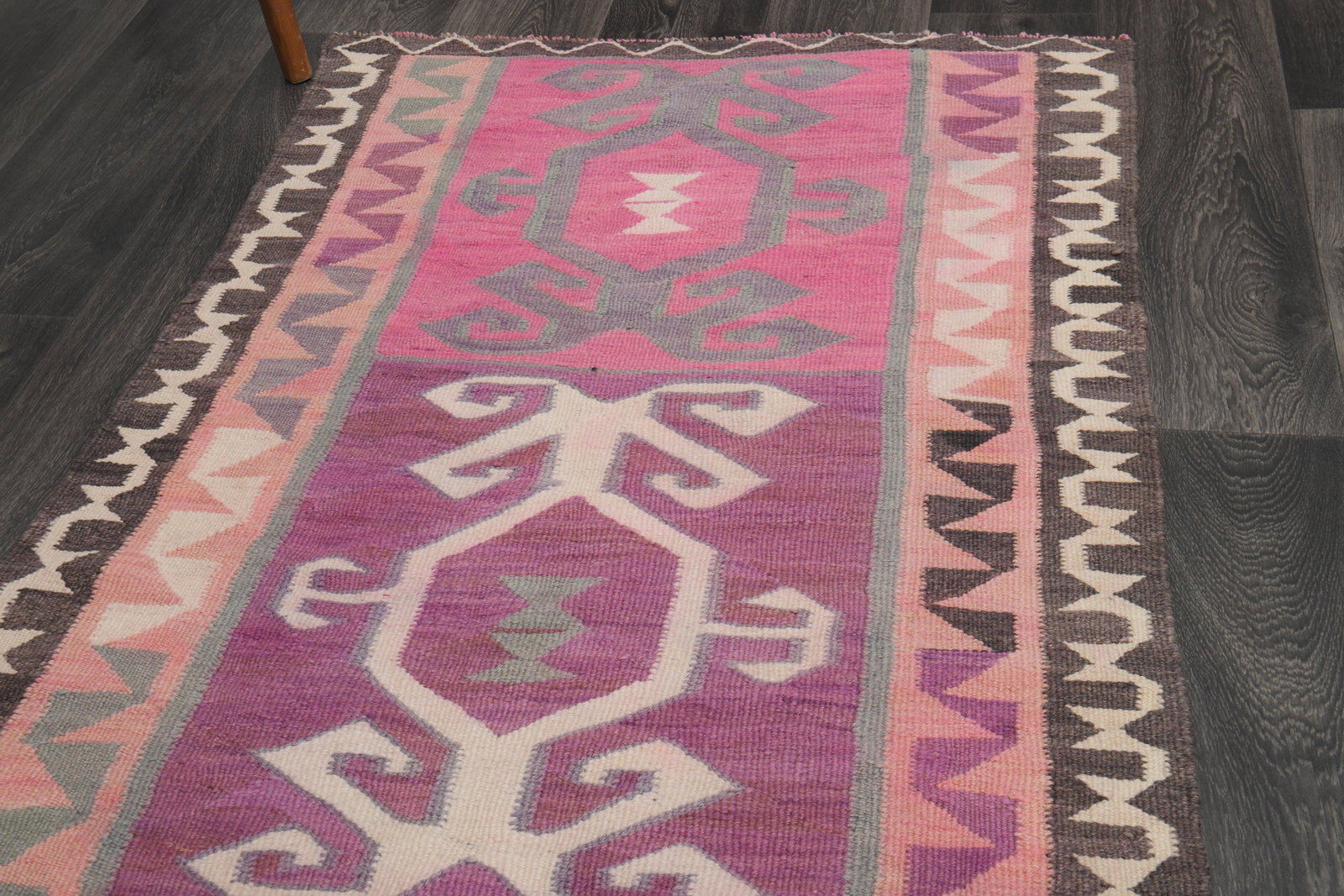 3.2x9.9 ft, TURKISH KILIM Runner - 5