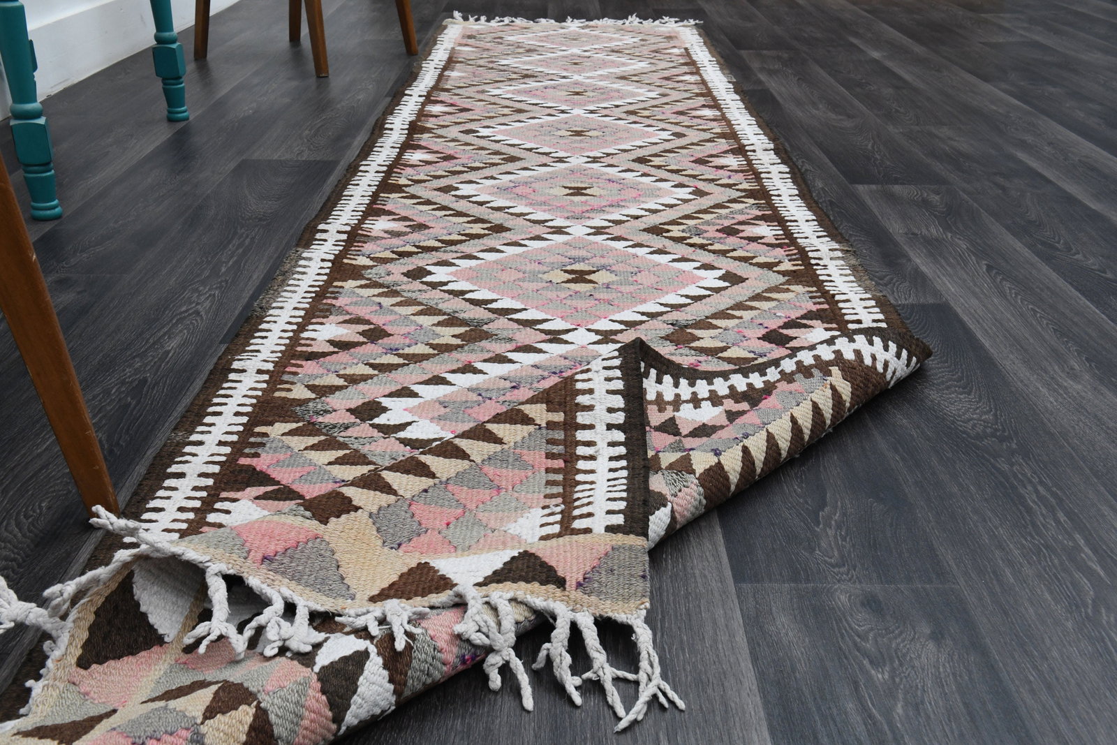 2.9x12.1 ft, TURKISH KILIM Runner - 8