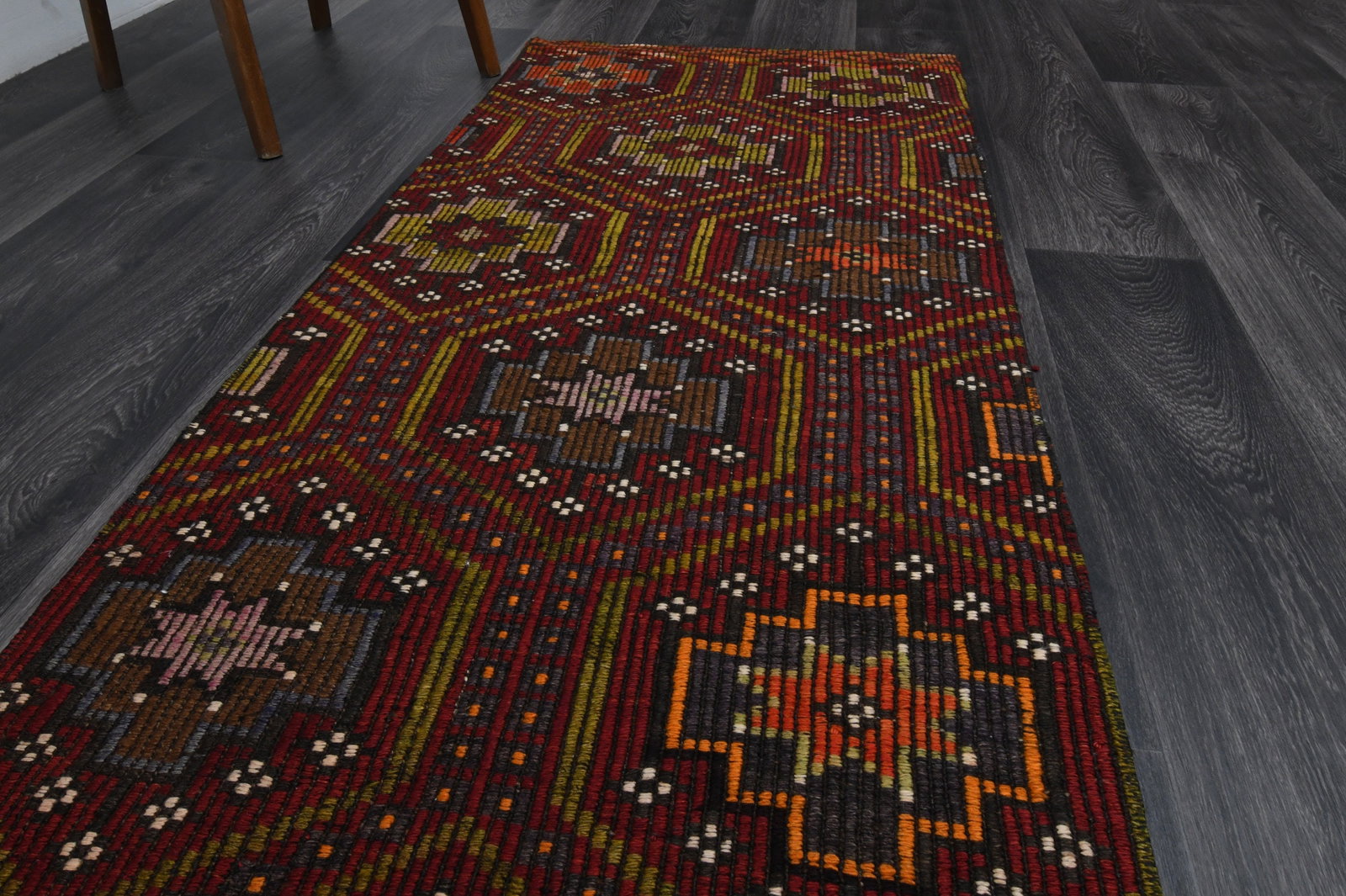 2.4x9.7 ft, TURKISH KILIM Runner - 3