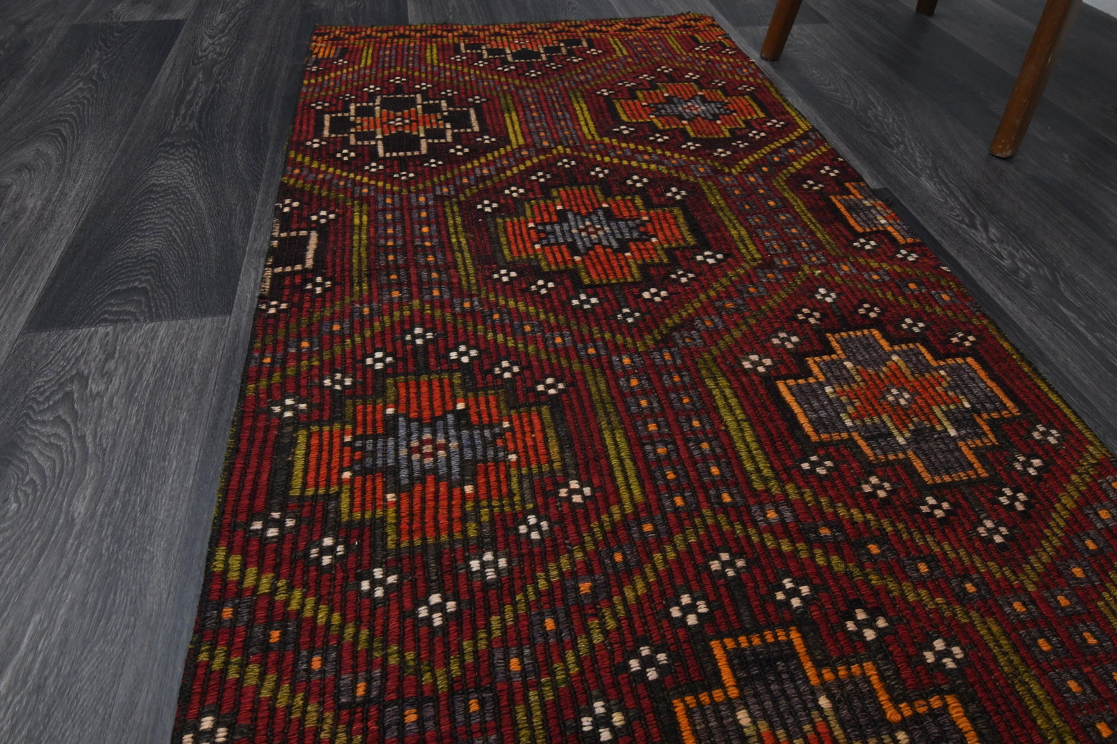 2.4x9.7 ft, TURKISH KILIM Runner - 4