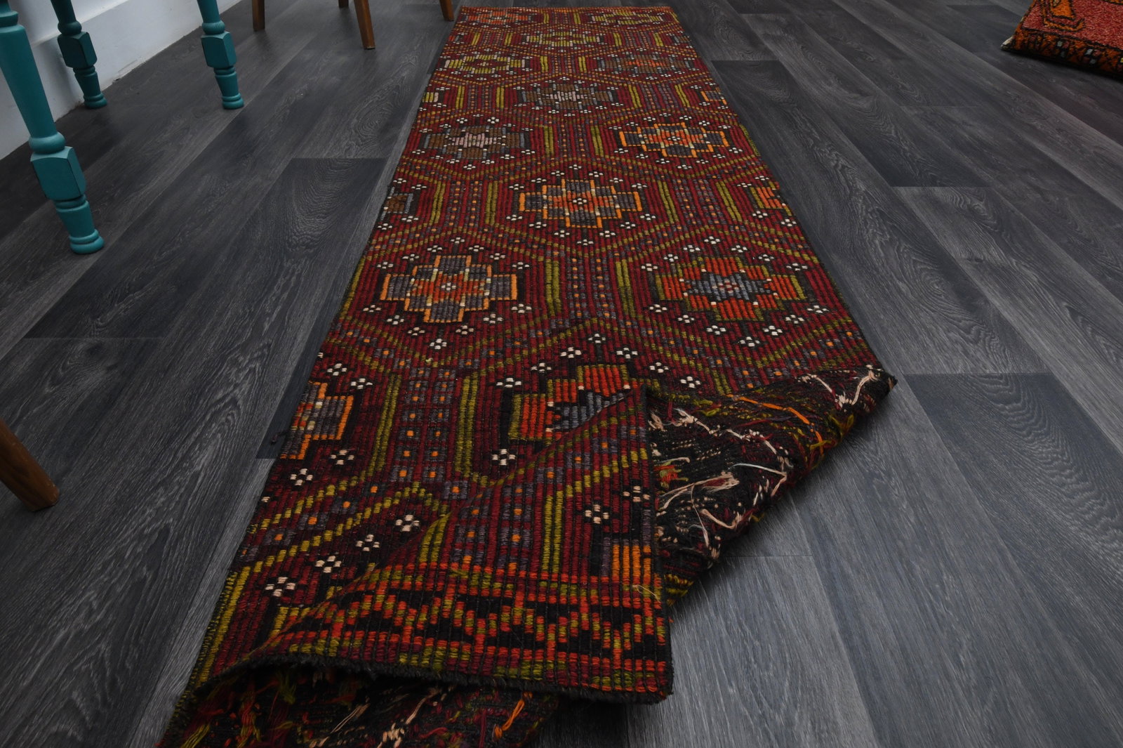 2.4x9.7 ft, TURKISH KILIM Runner - 8