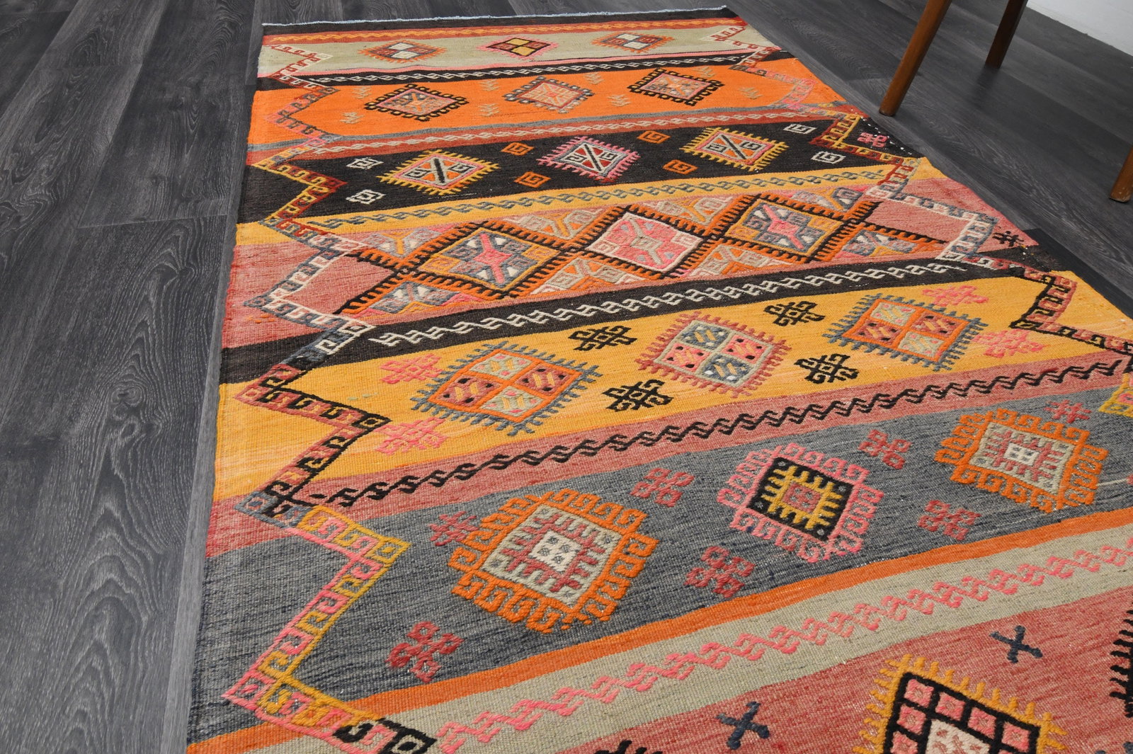 3.7x12.5 ft, TURKISH KILIM Runner - 4