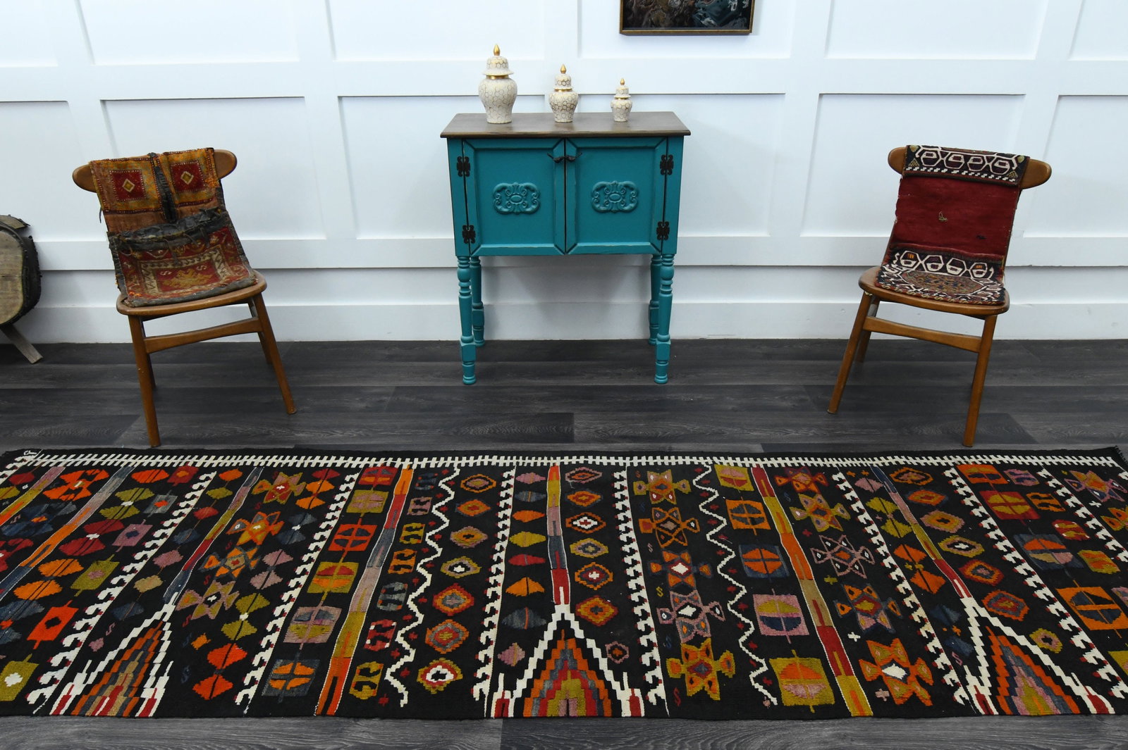 3.3x11.5 ft, TURKISH KILIM Runner - 2