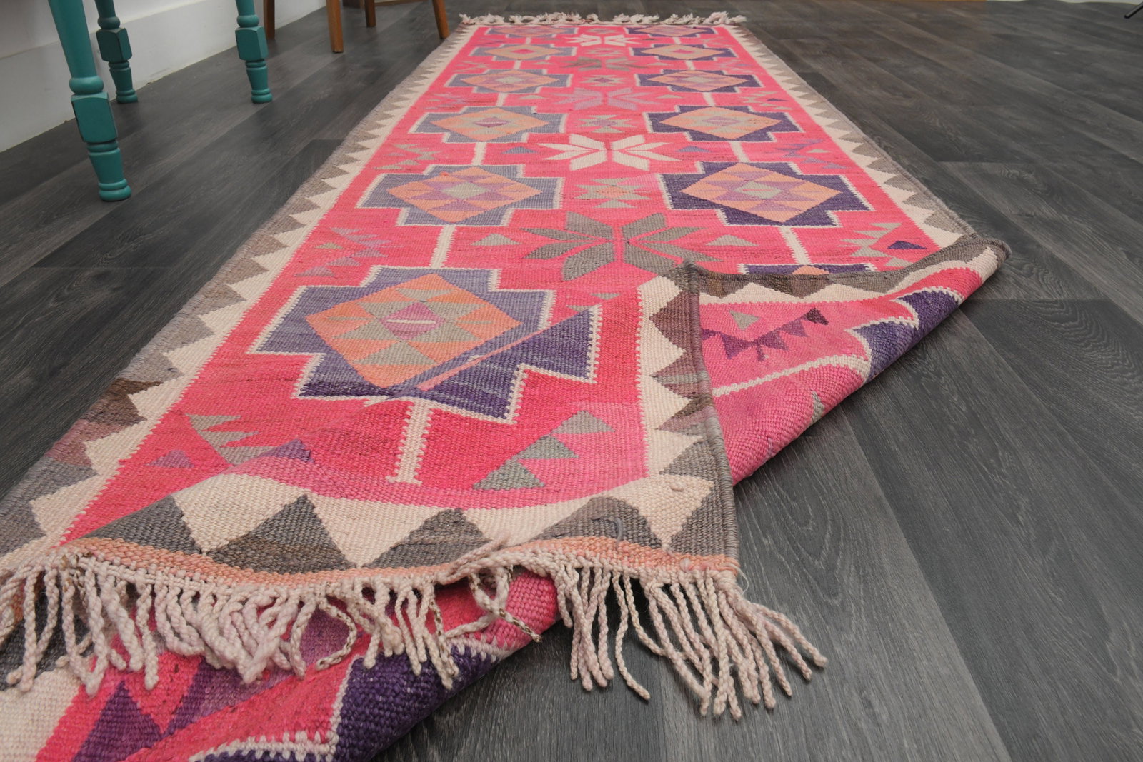 3.4x11.2 ft, TURKISH KILIM Runner - 9