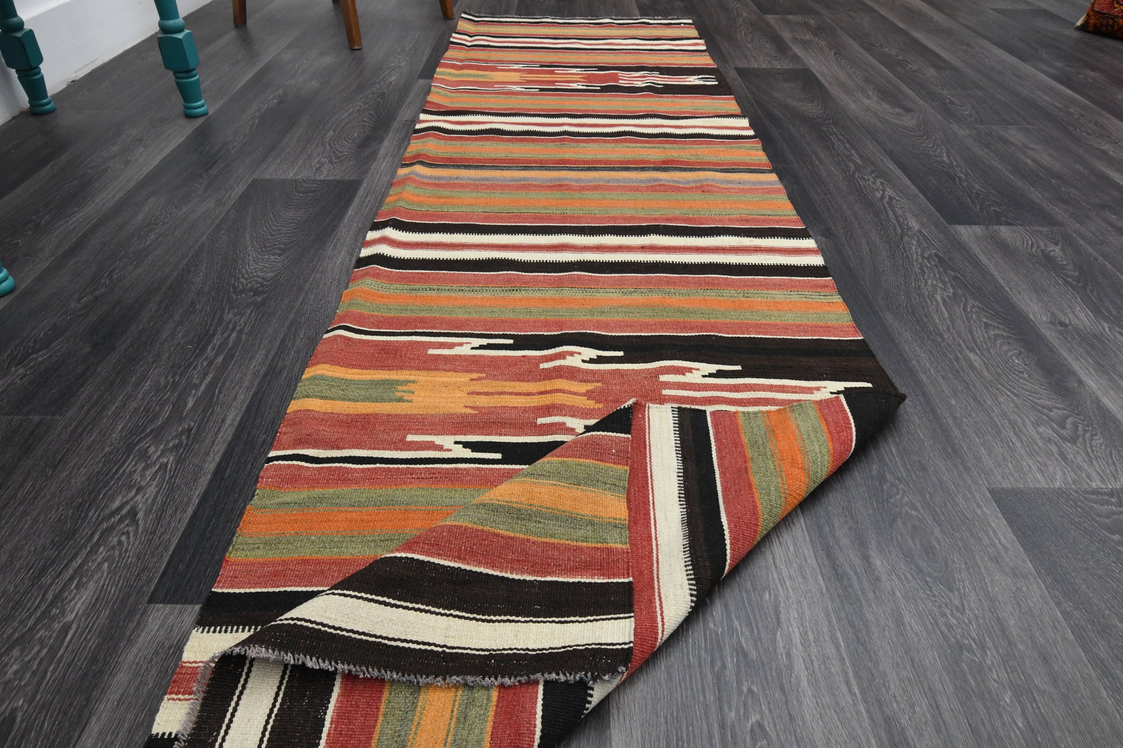 2.4x8.4 ft, TURKISH KILIM Runner - 8