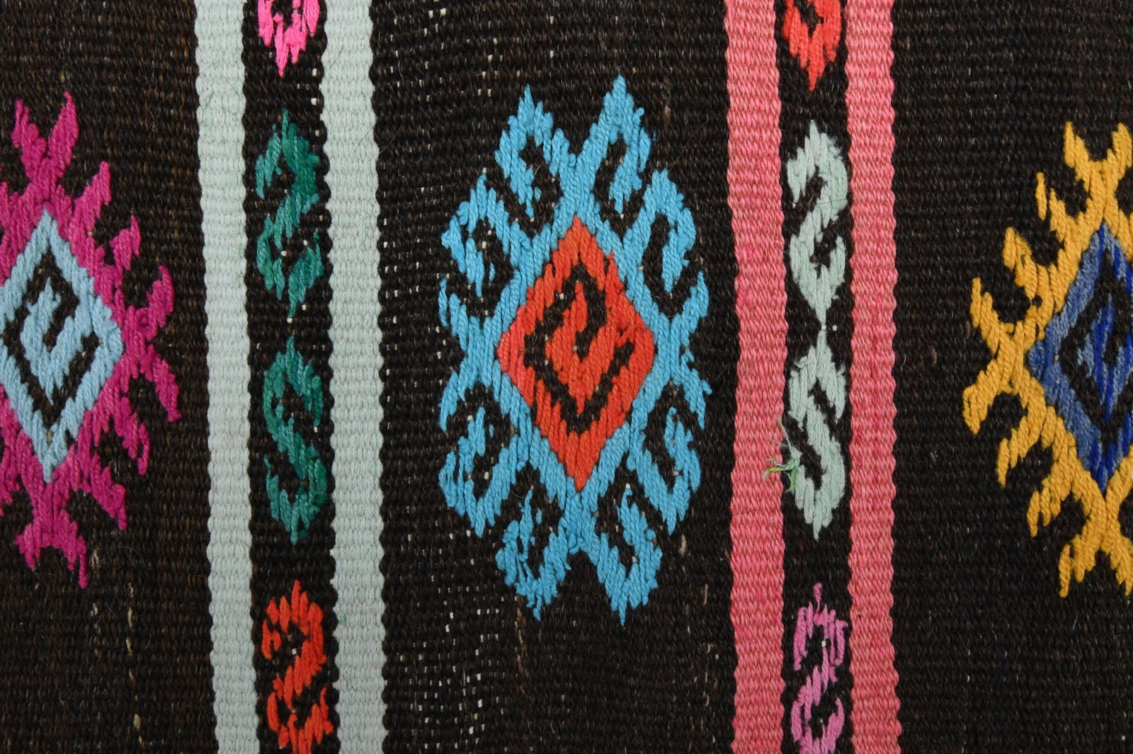 3.7x10.7 ft, Black Bohemian Kilim Rug - 6